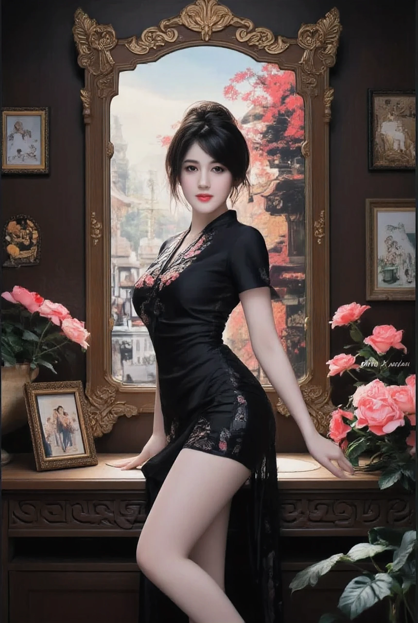 1girl, Pretty cute beautiful Chinese lady idol wear outfits and dress, reflecting the cultural essence of the location.
🌍 Randomized Travel Theme:
She is gracefully dressed in an outfit inspired by a randomly selected world culture, blending traditional attire with artistic elegance. The setting immerses her in a vibrant and authentic environment, rich with intricate cultural details.
Possible Locations & Themes (Random Selection):
Japan – A stunning silk kimono with cherry blossoms, standing beneath glowing lanterns in Kyoto.
France – A romantic Parisian gown with lace, overlooking the Eiffel Tower at sunset.
Morocco – A luxurious kaftan with golden embroidery, surrounded by mosaic-lit courtyards.
Egypt – An ancient Egyptian-inspired dress with hieroglyphics, set against the Great Pyramids.
Italy – An elegant Venetian masquerade dress, near a moonlit canal with gondolas.
India – A richly embroidered saree with golden bangles, in a palace adorned with marigolds.
Mexico – A colorful folkloric dress with floral embroidery, in a festive Day of the Dead celebration.
Russia – A regal fur-lined coat with intricate patterns, in a snow-covered Red Square.
Brazil – A dazzling carnival outfit with feathers and sequins, dancing under Rio’s festival lights.
Greece – A flowing toga-inspired dress with laurel accents, among the ancient ruins of Athens.
Each location is uniquely detailed, featuring cultural symbols, iconic landmarks, and atmospheric lighting to enhance the immersion. The randomness brings a sense of adventure, making each depiction a surprise journey to a different part of the world! . Watermark have written text sign "Purianitha Anjani " On the corner pict.