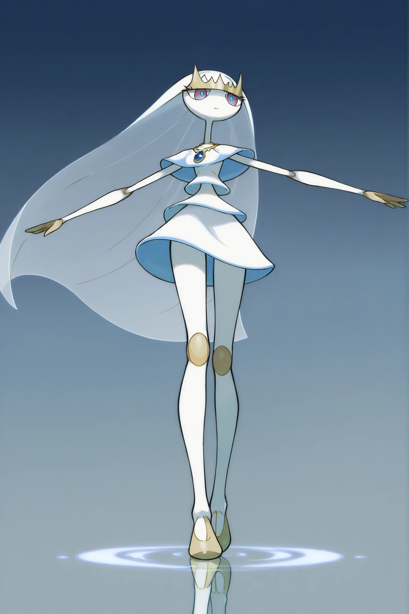 slender, beautiful Ferroche is expressionless and jumps into the air and kicks his knees、arms and legs stretch naturally and well-balanced posture、with speedy kick effects、The background is a simple city at dusk、highlight the three-dimensional effect with reflection of light、detailed and Pokemon-like design、anime style