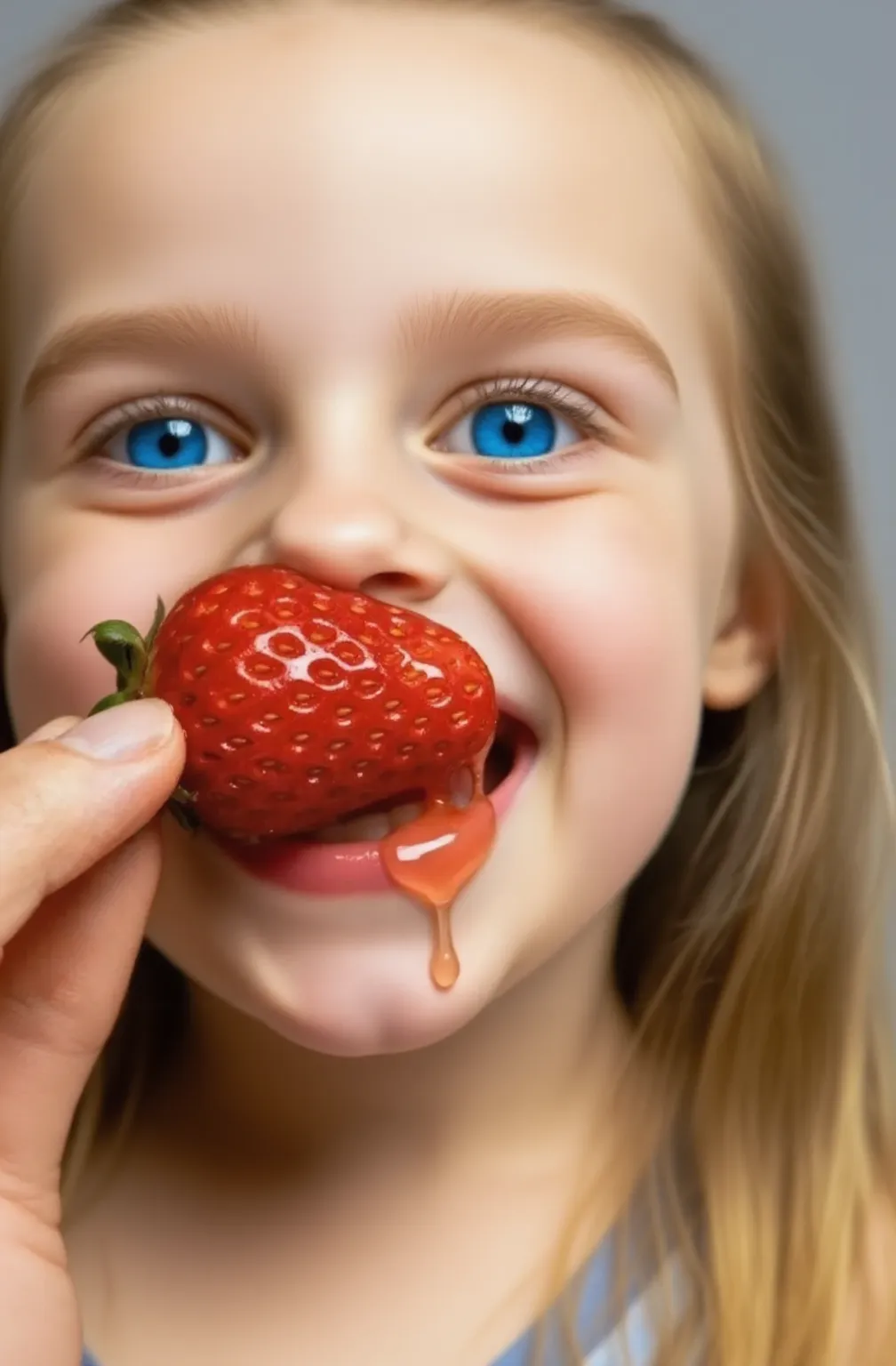 10 year old girl Russian child with long hair BLONDE, close up, PORTRAIT , a red popsicle with a wooden stick sticking out of it, ice cream, strawberry ice cream, lollipop, unknown, ice cream cone, slapstick, gum, ice cream on the side, pastelle, 1/30, gum, rectangular, sweet, [ colorful, gum, single long toothpick, vanilla, creamy, pulp, soda.