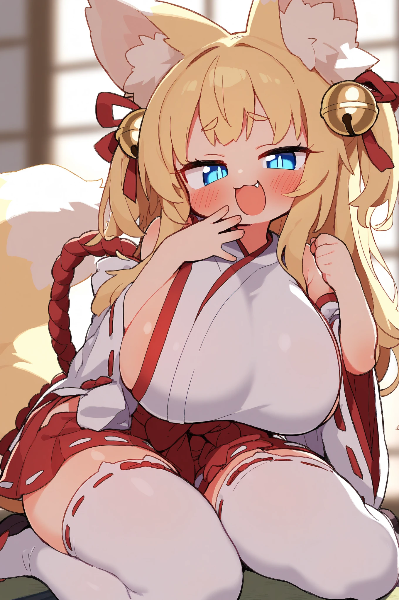 ，Facing the viewing angle，Absurd resolution、hight resolution、(​masterpiece:1.4)、ultra-detailliert、((One girl 1.2))、((Golden hair:1.5))，(Beautiful golden hair:))、((Red Ribbon 1.8))、((bionde:1.8))、((Two-side-up))、(grey  eyes)，kawaii、sullenness，swim wears、(White swimwear:Sheer:1.1),(Sheer swimsuit:1.2),(The )、(large full :1.1)、(breastsout:1.1)、(thighs thighs thighs thighs:1.05)、(Valley:1.1)、beautiful countenance、beautidful eyes、(on the beds:1.1)、(the body gets wet:1.1)、(:1.4)、(wet skin and hair:1.2),(Sweaty body:1.2)、(blush:1.2)、(Heart-shaped eyes:1.15)、(Heart shaped pupils:1.04),(Heart shaped pupils:1.09),(heart on eyes:1.05)、(droolng:1.2)、(White liquid on the :1.1),(white, Turbid liquid on the body:1.2)、(Stick out your tongue:1.04), ((One middle-aged man:Grab :1.7)),((One guy:Behind the girl)),((1 Fat Man:1.5)),((:1.9)),(( :1.9))、((:1.9)),((:1.9))