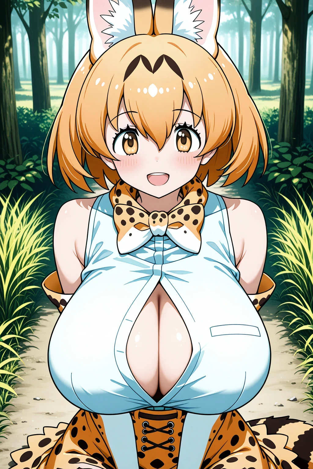 serval (kemono friends), huge breasts