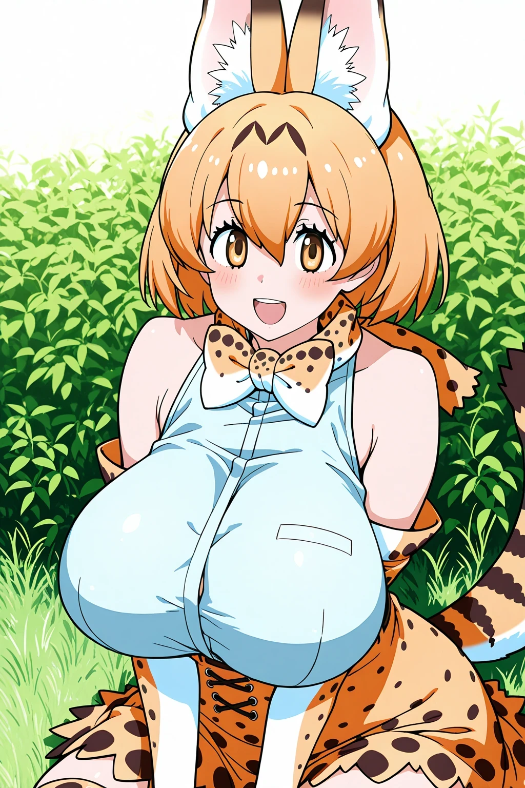 serval (kemono friends), huge breasts
