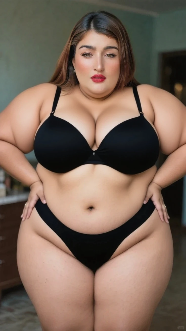 ((best quality)), ((masterpiece)), (detailed), perfect face, araffe woman in a long dark green shirt and 1/3 white denim skirt walking in black room , thicc,  wavy  short hair , yellow hair , she has a jiggly fat round belly, bbwchan, wearing tight simple clothes, skinny waist and thick ????, widest ????, her belly is fat and round, soft curvy shape, hyperrealistic full figure, wearing a cute top, wide ????, wearing 10 bracelet , wearing huge diamond necklace , slightly fat cheeks , glasses , fat arms 