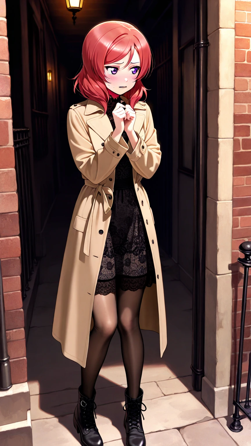 (8K、RAW Photos、Highest quality、masterpiece:1.2)、(Realistic、Realistic)、1 Girl、((Black coat、one piece、Black 、boots、、whole body、garden、View from the front、Looking into the camera、Stand with one hand on your hip))、