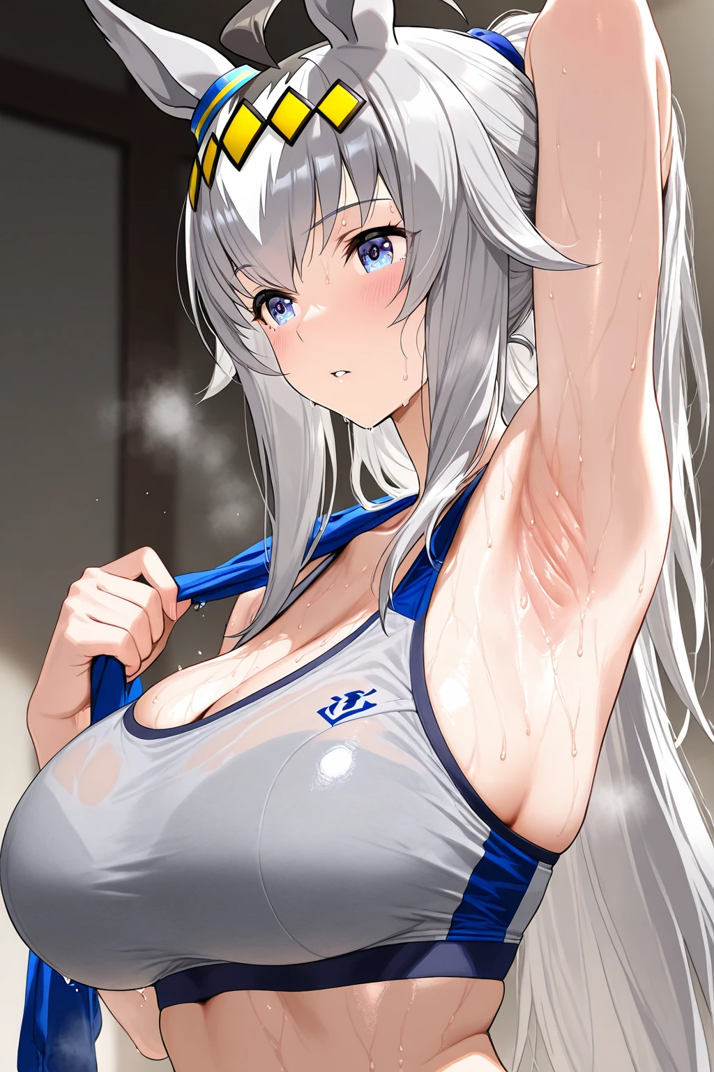 Ultra-high resolution, 1 Girl, 18-year-old, (Idols:1.4), (((Sakura Hagiwara:1.4))), (Beautiful detailed face:1),(Beautiful detailed face:1), , ((Best Quality)), Cinematic Light, ,Mood lighting, Blue Hour, (((Perfect ???????:1.10))), (Finely detailed face:1.2), (Representative works:1.5), (Best Quality:1.2), looking at another, Lipstick, V Line Jaw, ((Prevents clothing from digging into the skin)), (((?????? expressions:1.4))), ((Blushing:1.2)), (((Suffering expression:1.5))), ((Blue Eyes)), (The background is blurred), Glossy texture, Strong winds:1.3, (((Very long silver hair:1.6))), (((tears:1.3))), (Perfect Face:1.4), ((Shiny skin:1.2)), (very smooth skin), (((Excessive sweating all over the body:1.4))), (((Sweaty skin:1.3))), White Skin, Slender, Narrow nose, (Narrow waist:1), ((((Tired look:1.3)))), (Half-open mouth:1.3), (Saliva:1.1), (Medium size ???????:1.4), There is cleavage in the ?????, Bangs, Light makeup, Small ???, ((Pro Wrestling Match Venues:1.3)), ((Inside the professional wrestling ring:1.3)), ((Very ???? wrestling costume:1.3)), (Brightly colored wrestling costumes:1.3), ((Intricately designed light blue and white wrestling costume:1.3)), (Patent leather long wrestling boots), Thimble Skin Gloves, (((Lie on your back))), (((Spread your legs))), (((Top view))), ((((High angle)))), ((((No ????????? depicted)))),