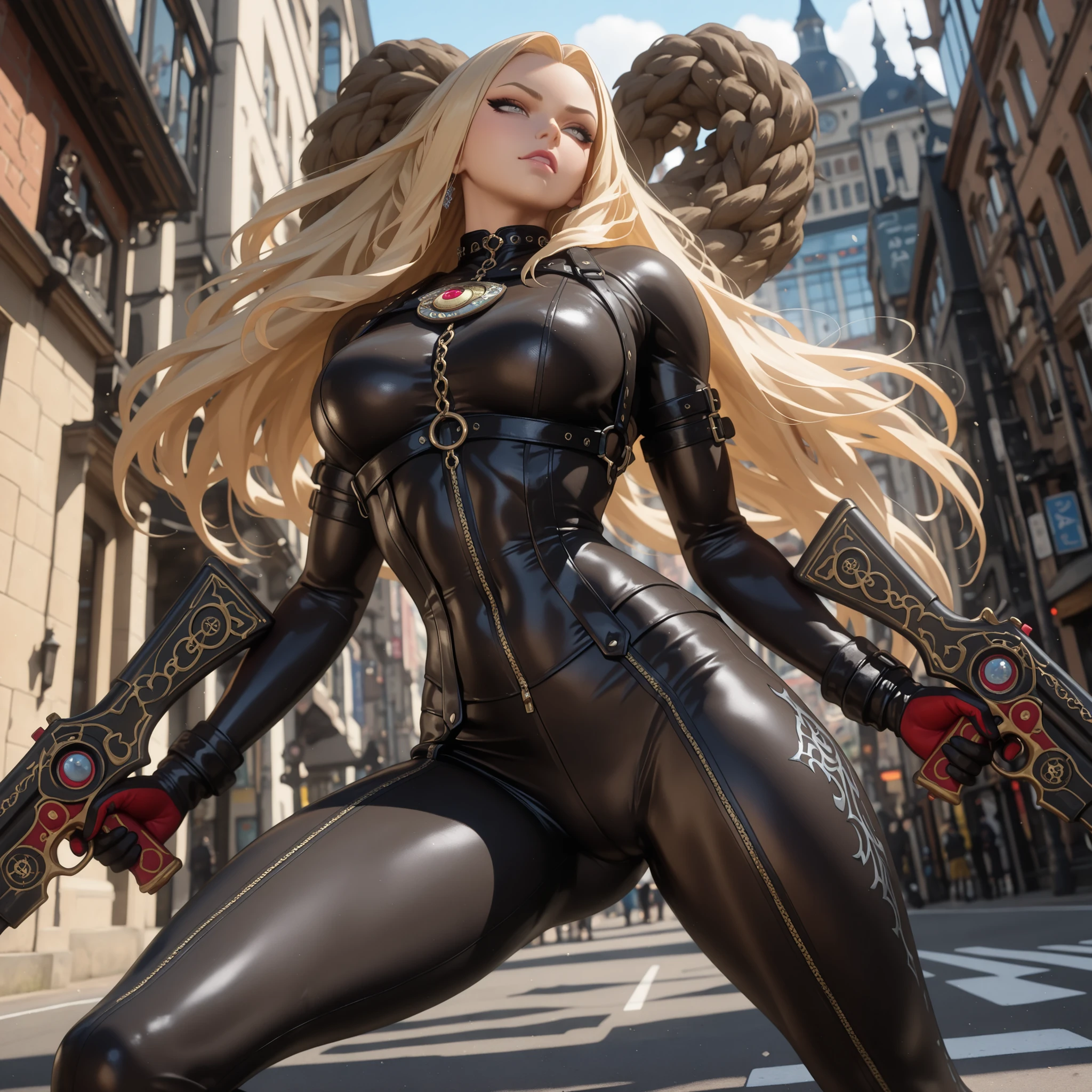 (full body:2) {zelda\(princess\)}, only {zelda\(princess\)} is this ((wearing black Kamen Rider costume with gold parts, with a round shiny jewel on her , with a belt, helmet on her head):1.tremely tight in the body, with a round jewel on the ):1.5), only {zelda\(princess\)} ((has extremely ):1.5), (very long legs:1.5), only {zelda\(princess\)} ((is looking at the viewer/look and face of hate, making heroic poses with her arms above her waist)), only {zelda\(princess\)} is standing, ((In an extremely destroyed futiristic city raining very strong, it's night, it's full of clouds)), only {zelda\(princess\)} ((she has her body/clothes all wet with water and her clothes are soaked):1.3), Kamen Rider, Tokusatsu, anime, anime style, cinematic lighting, 16k, highres, best quality, (high details:1.3), UHD, ((masterpiece))