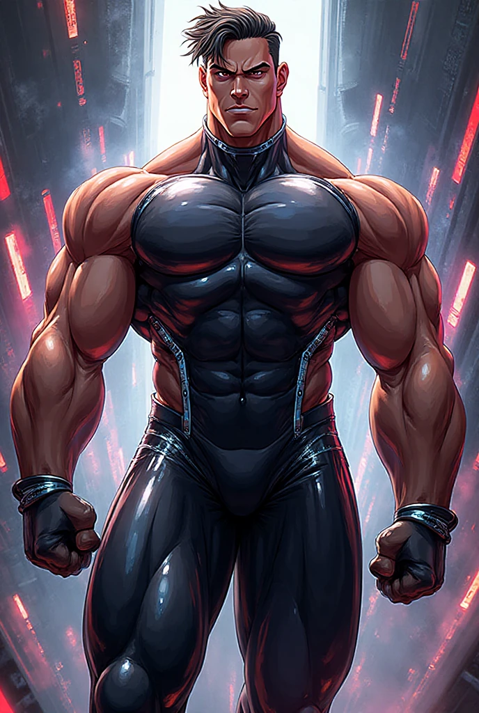 The big show as a bodybuilder with enormous muscles wearing a black  wrestlesuit