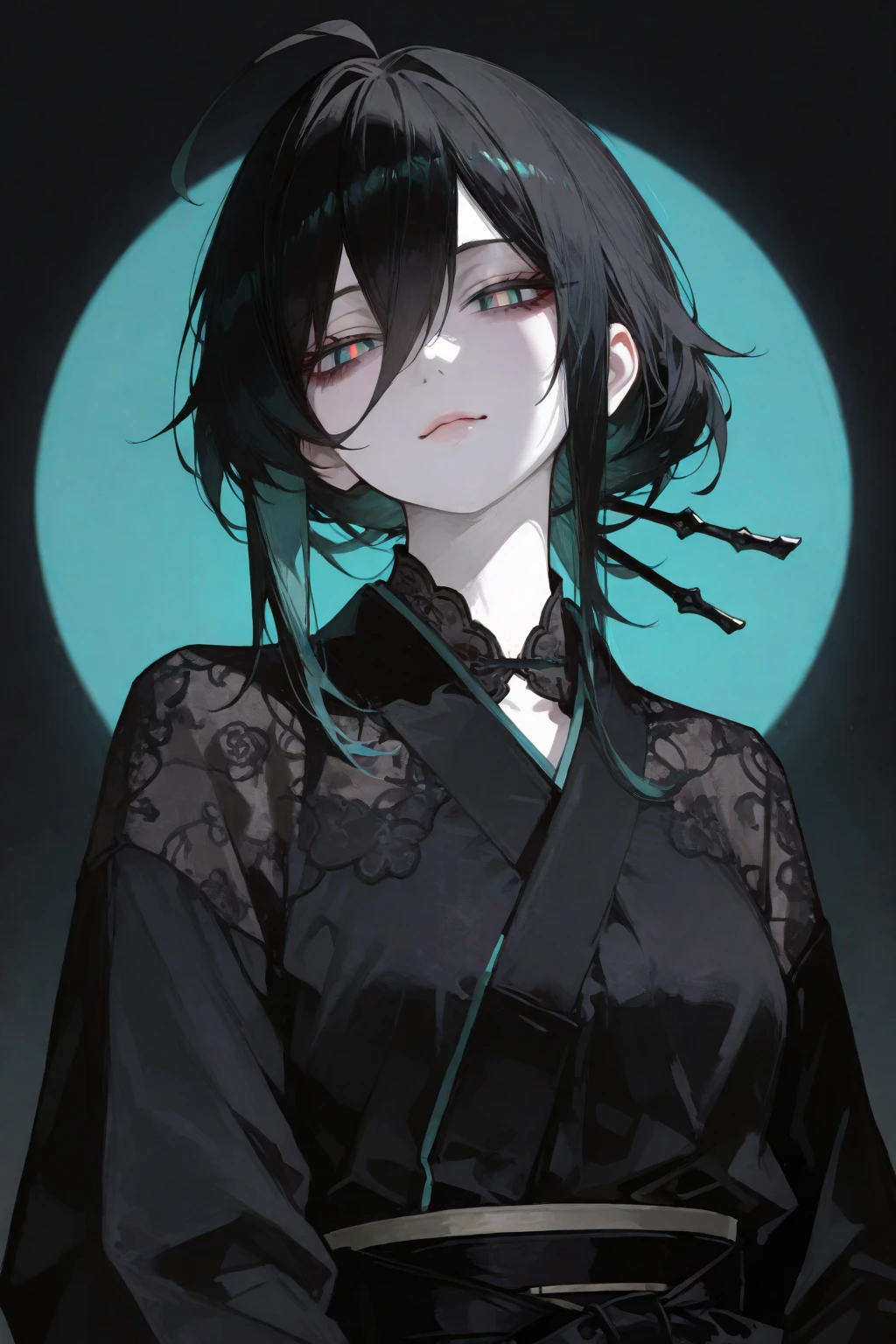 v5lcn style,ink art,(Best Quality,masutepiece:1.2),(black and white comic core:1.1),(extreme high contrast),Dark ink,1girl in,A dark-haired,Shadow on face、8K,resolution,High School Girl,Sailor Uniform,