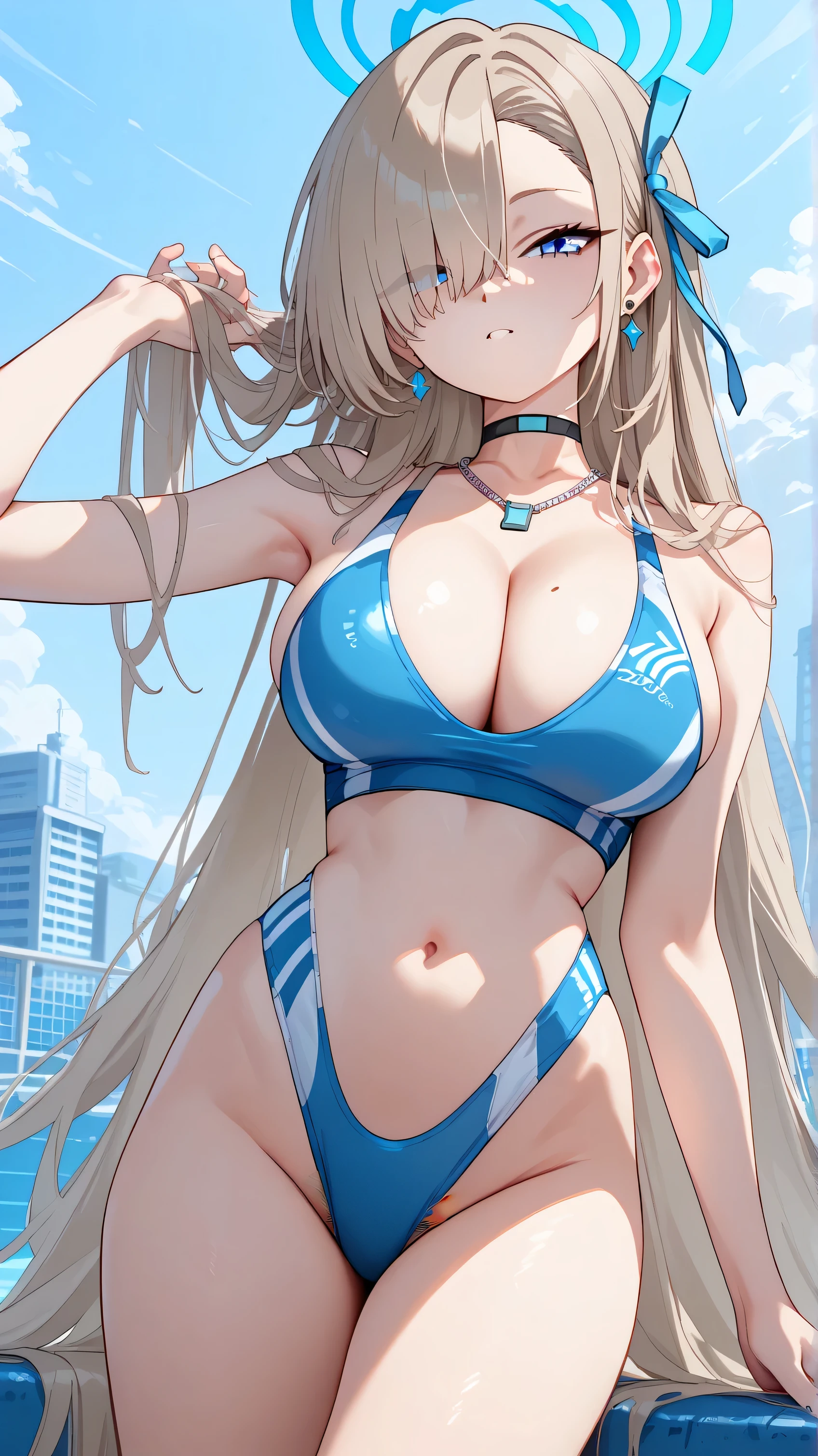 (((masterpiece))),(((High resolution)))、(((8K)))、(((perfect face)))、(((Atago-Kancolle)))、20 years old、(((beautiful face))), ((swimsuit)),  Plump, top quality eyes, detailed texture, look at the camera, big ????, ((high resolution face))
