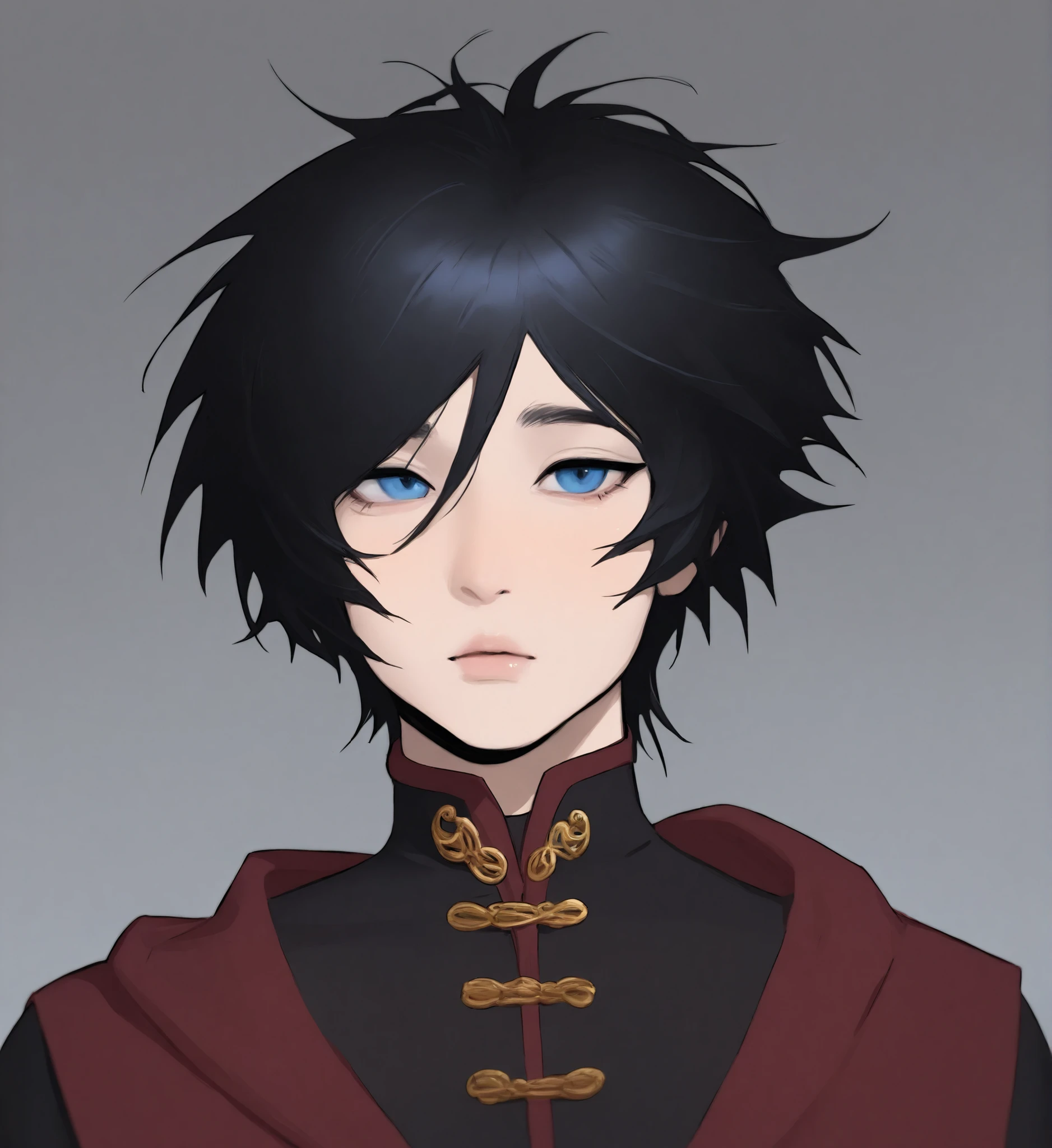 1boy, solo, masterpiece, best quality  imuoen, cute, short hair, black hair, blue eyes, femboy