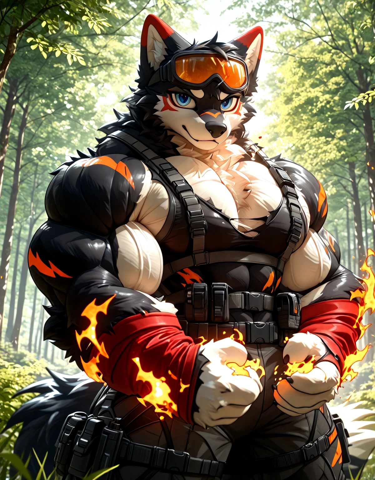 (((by fluff-kevlar, by Zackary911, by Kenket, by Kilinah))), solo male ((Kobold antrum, extremely detailed, extremely detailed legs, extremely detailed arms, extremely detailed face, perfectly detailed eyes, perfectly detailed ???????)), (detailed kobold)) wearing a long cloak, muscular abs, Kobold black horns, Kobold tail, messy white hair, (orange thigh highs), ((black micro-?????:fire_pattern_design_?????)), shirtless, front view, looking at the observer with a smile, perspective, finely detailed claws, punk style, adventure backpack, perfect drawn eyes, punk style spike bracelets and collars