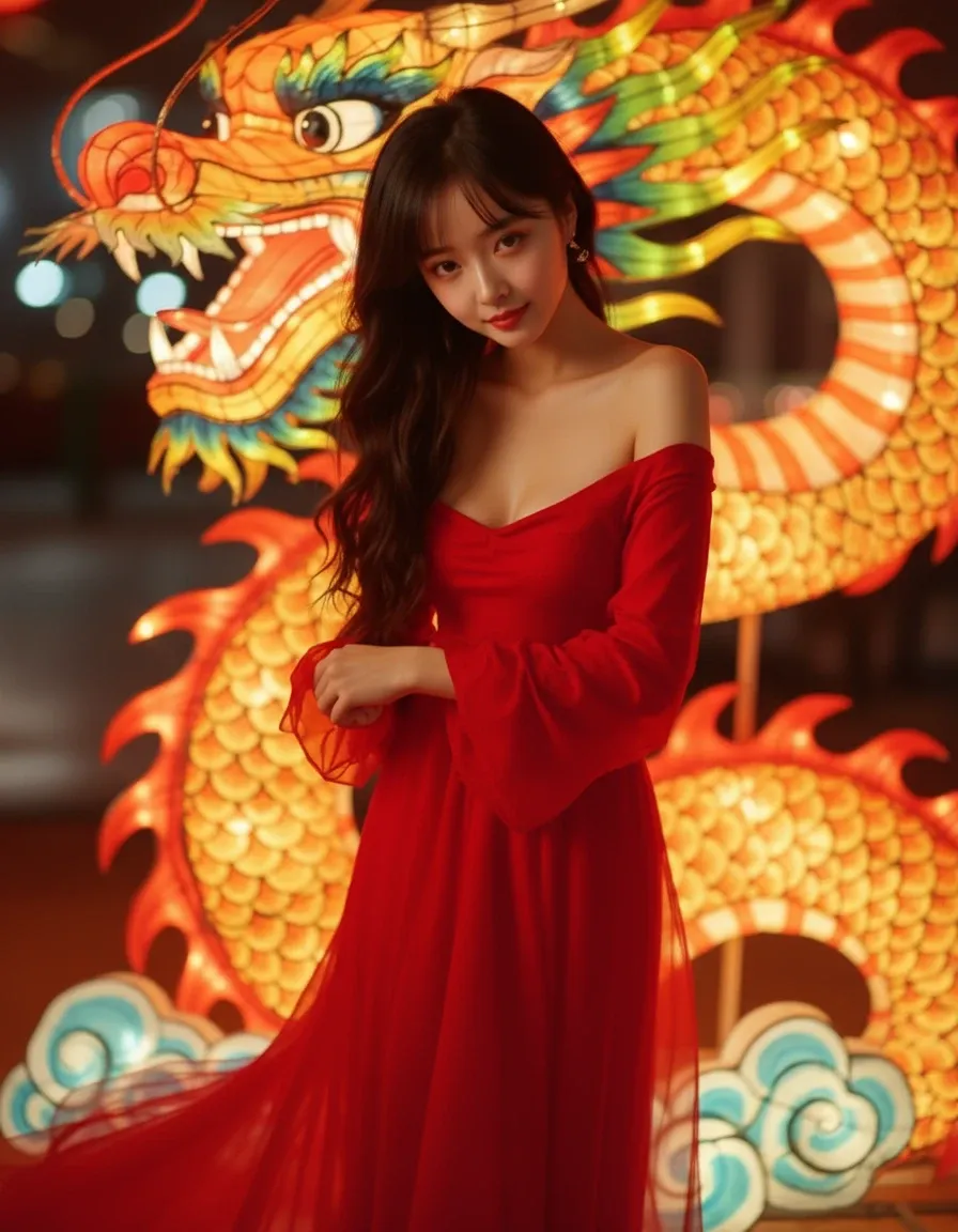 紙製の龍のランタン