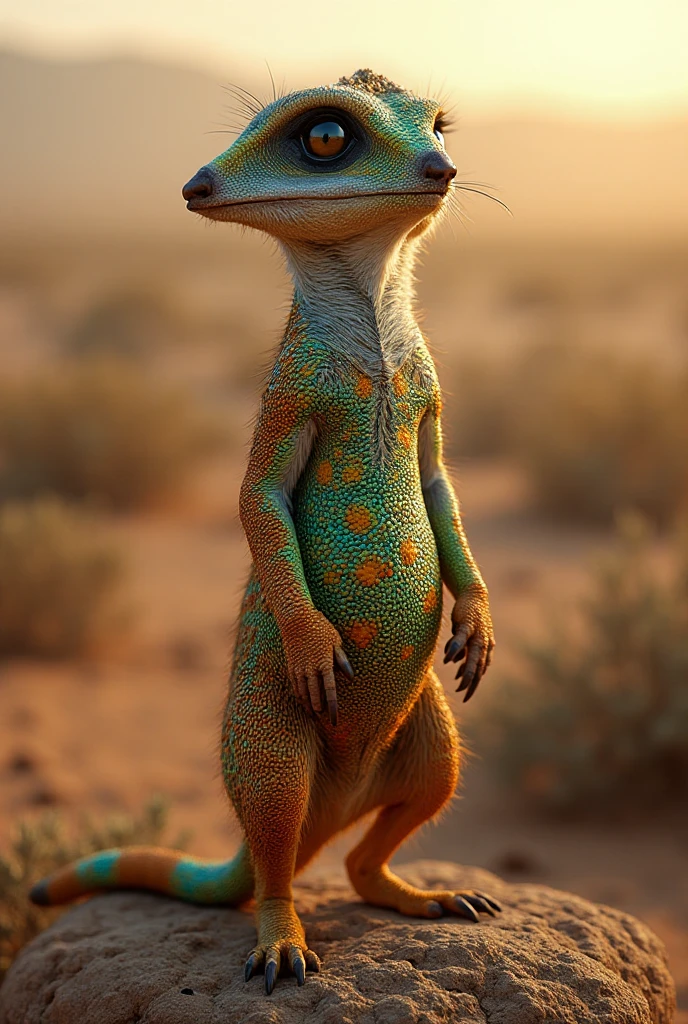 Skinny lizard with a hat
