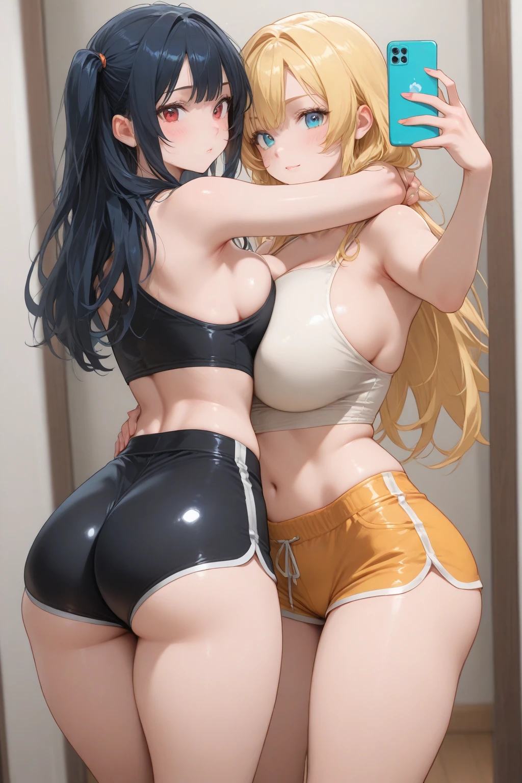 anime - style image of a woman in a ???? outfit posing in a bedroom, panties, crop top sweater, hyperrealistic girl, realistic shaded perfect body, a hyperrealistic , realistic anime 3 d style, photorealistic anime girl render, [ 4 k digital art ]!!, seductive anime girl, 8k high quality detailed art, casual pose, 3 d anime realistic, (two heads)