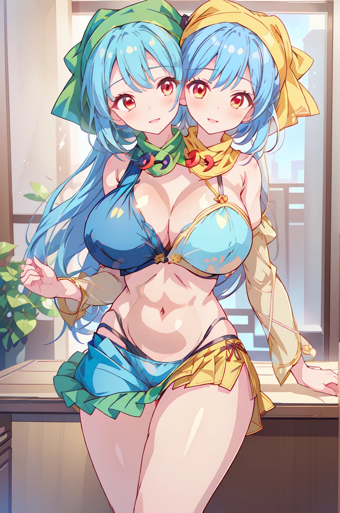 (masterpiece, best quality),best quality, (ultra-detailed), (3heads:1.5), 1girl, (label girl (dipp):1.3), masterpiece, ultra quality, ultra resolution, ultra detail, white top, crop top, ((stomach)), midriff, ((groin)), red skirt, normal ears, ????????, blue hair, very long hair, wavy hair, sidelocks, yellow eyes, detailed eyes, parted lips, open belly, sweat, cute, toned belly, hand on own ?????, eyelashes, (22 year old woman:1.3), (masterpiece:1.5), (best quality:1.5), (beautiful detailed extremely detailed CG, extremely delicate and beautiful, depth of field, (finely detailed face), (perfect details:1.2), (mature female:1.3), wide pelvis, slender, large veiny ??????, 16k resolution, highres, high quality, high definition, extremely detailed, masterpiece, best quality, blue hair, long hair, alluring presence, braid, short skirt, close up, very big ????, very huge ????, young, star hair ornament, yellow ribbon, side ponytail, cabbie hat, hair ornament,
