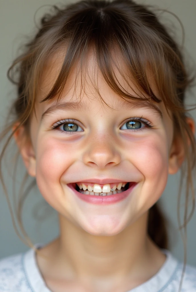 Create an image of a smiling child, qualidade uhd, happy in God's presence