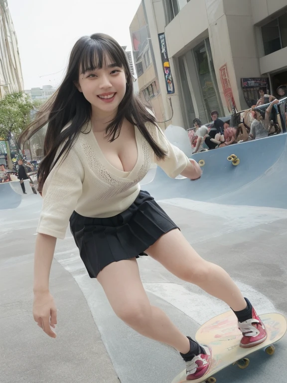 Masterpiece, RAW Photos, 1girl, 26 years old, navel, (???????:1.5), sagging ??????, (hotpants:1.4), (Thick body:1.4), (dynamic random weird ???? pose:1.4), (at skate park:1.3), (outdoor:1.4), ((freckles, mole, realistic skin, sweating):1.1), (street art:1.4), (graffiti:1.2), exposed by light, summer, sunny, (( fishnet pantyhose, knee guard):1.2), 