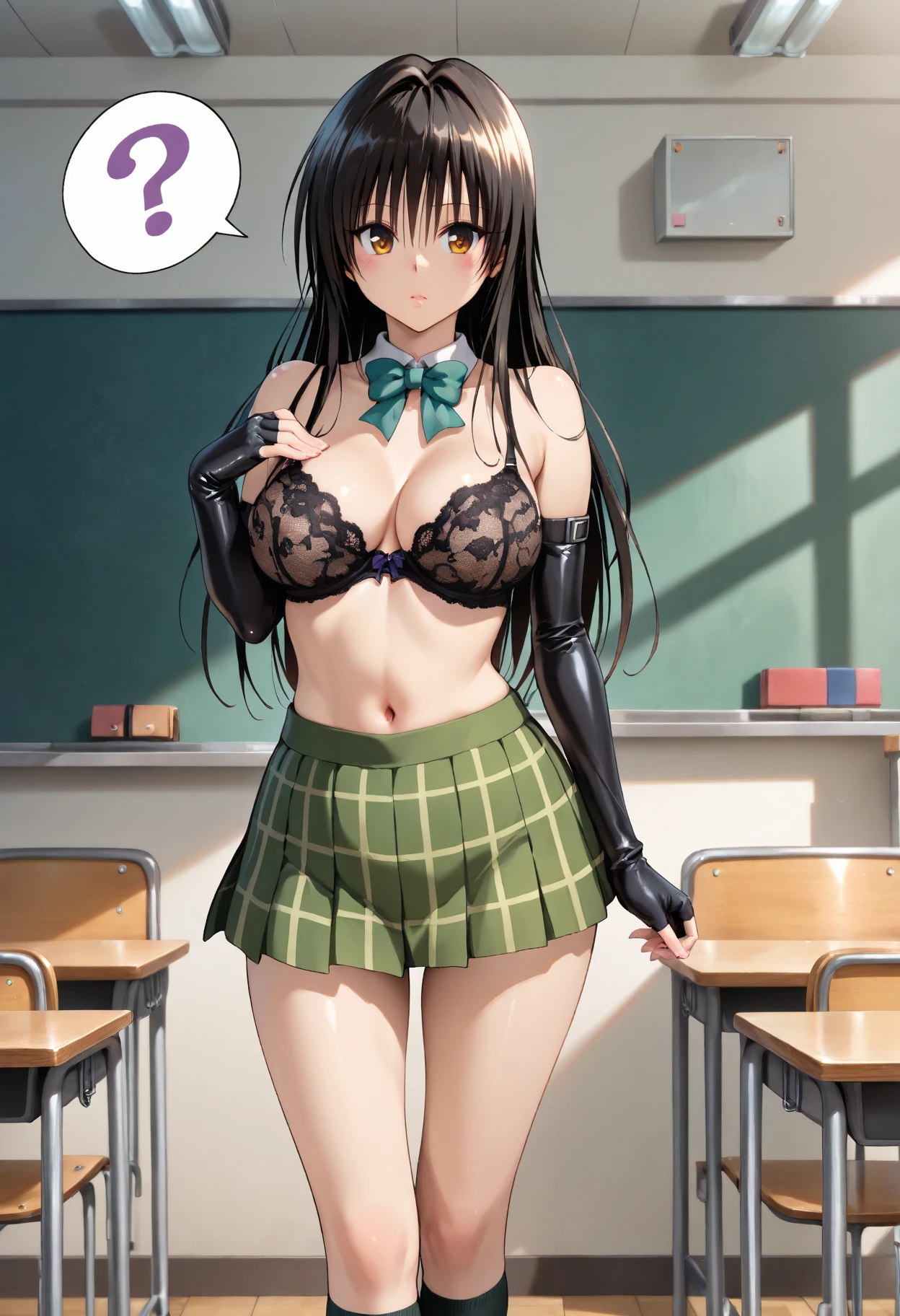 1girl and one boy, duo, komishouko hypnotized doll-like dancer figure, a shiny wax sculpture, gestures of dancing, standing on a circular plate, artificial white wax skin, skin made of wax, shiny wax skin, Komi frozen in place as a decorative lewd and sexual statue, lifeless doll-like eyes, neko ears, cold and serene expression, miniskirt, crop top, arms above her head, appealing expression, display, like an attraction feature, a boy stroking komi's body, his hands on her curves and breasts, classroom background at rainy day, stuff arround.