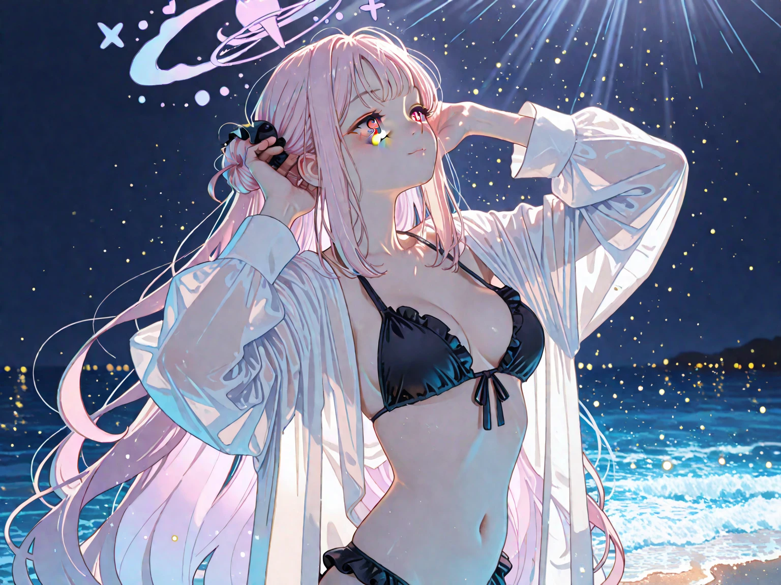 score_9, score_8_up, score_7_up, score_6_up, source_anime, <lora:laser_light_clothes_v0.5-pony:1>
1girl, long hair, white hair,
laser light underwear, pink bra, pink panties,
starry sky,