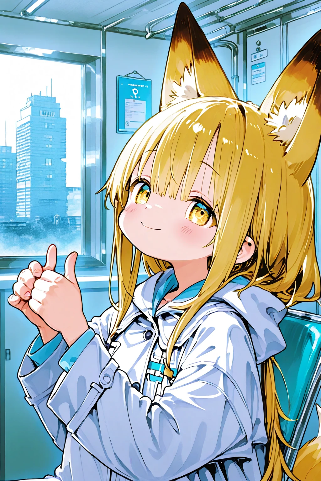 high school girl、Dressed in high 、School classroom、()、((独奏))、one girl、smirk、Crossing legs