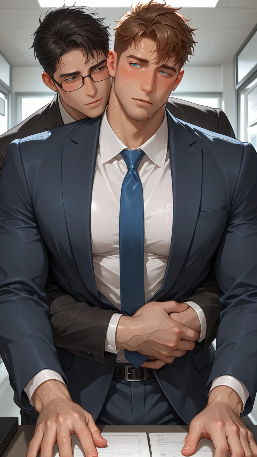 High quality two men in love 20years old,a daddy,tight black shiny suit sit down,k hd,in the office,muscle, gay ,black hair,asia face,masculine,strong man,the boss is,handsome,,leather gloves,lecherous dad,look straight ahead,Dad is 