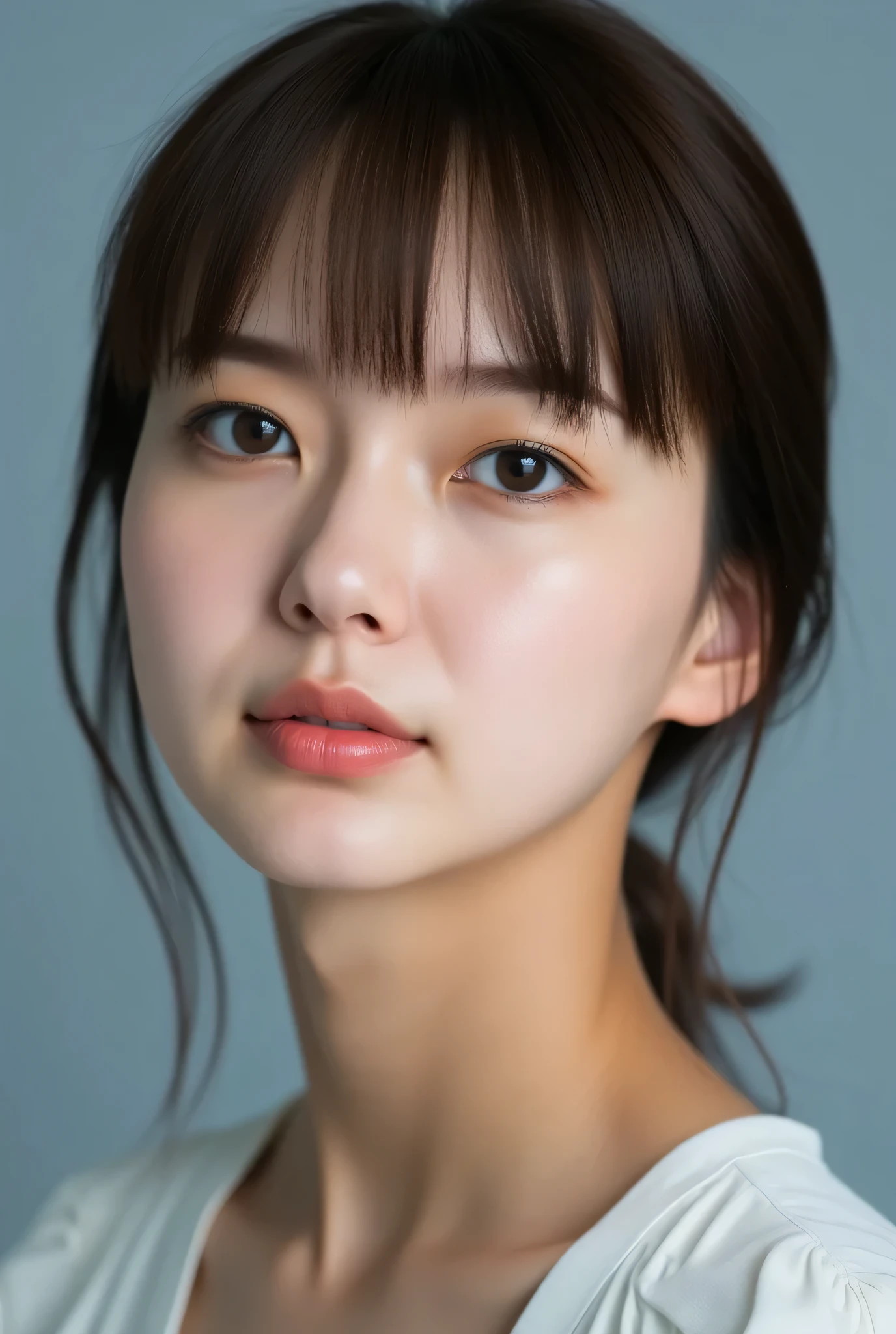 photorealistic tight bust-up portrait of lora:JP Actress (M.T.) / Flux.1 D:0.85
, adult Japanese woman, plain studio background, soft side lighting, neutral expression, natural skin texture, ultra sharp eyes, shallow depth of field.