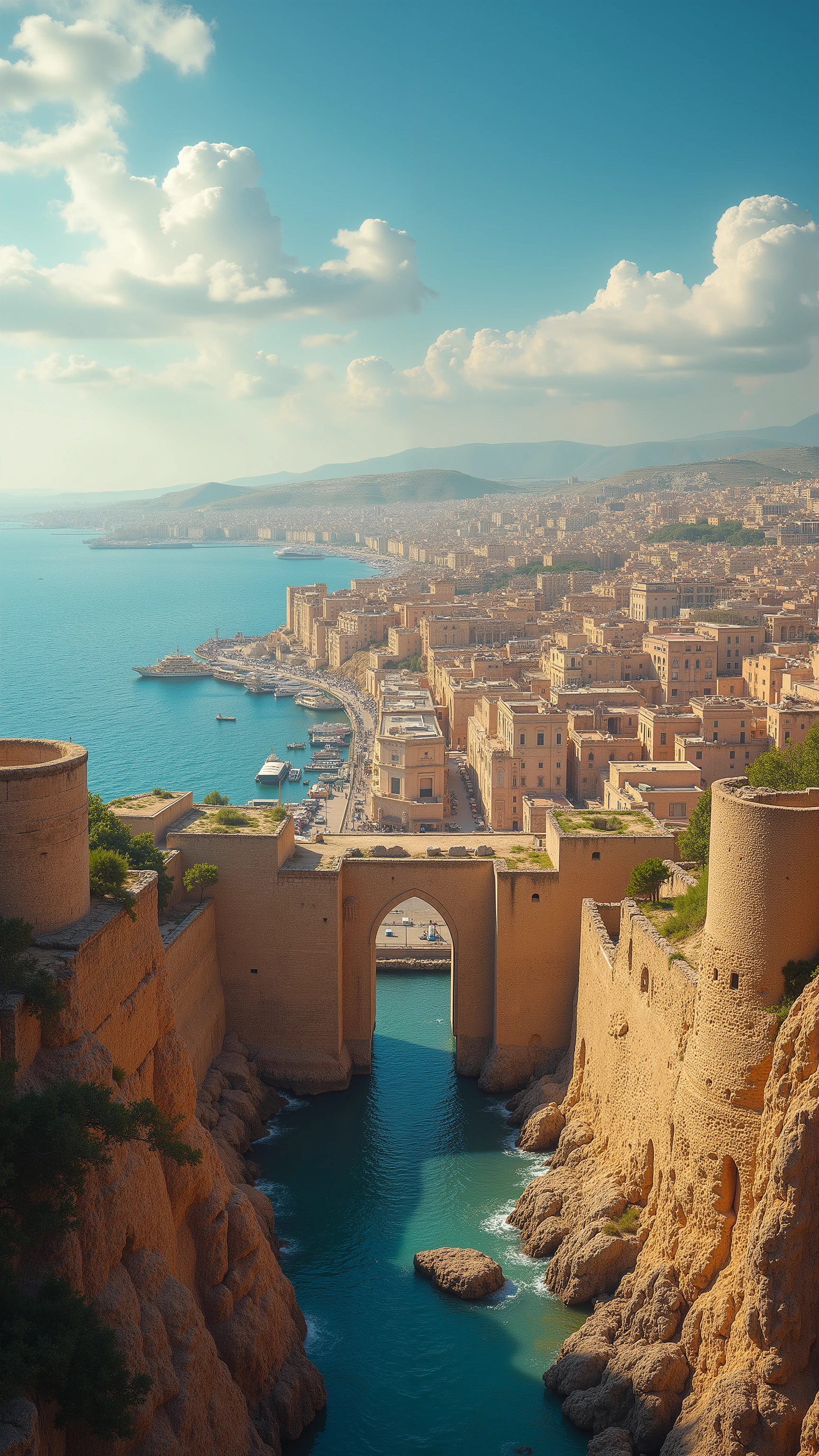 highdefinition images、Ancient city of Carthage、The capital of the walled city of Carthage during the time when Hannibal was active、Colorful City、Scenery of the city seen from a port where trade flourished