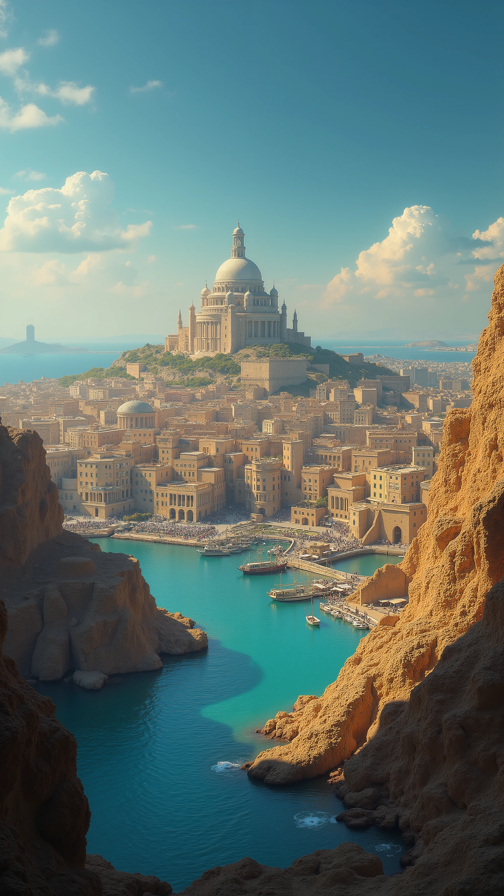 highdefinition images、Ancient city of Carthage、The capital of the walled city of Carthage during the time when Hannibal was active、Colorful City、Scenery of the city seen from a port where trade flourished