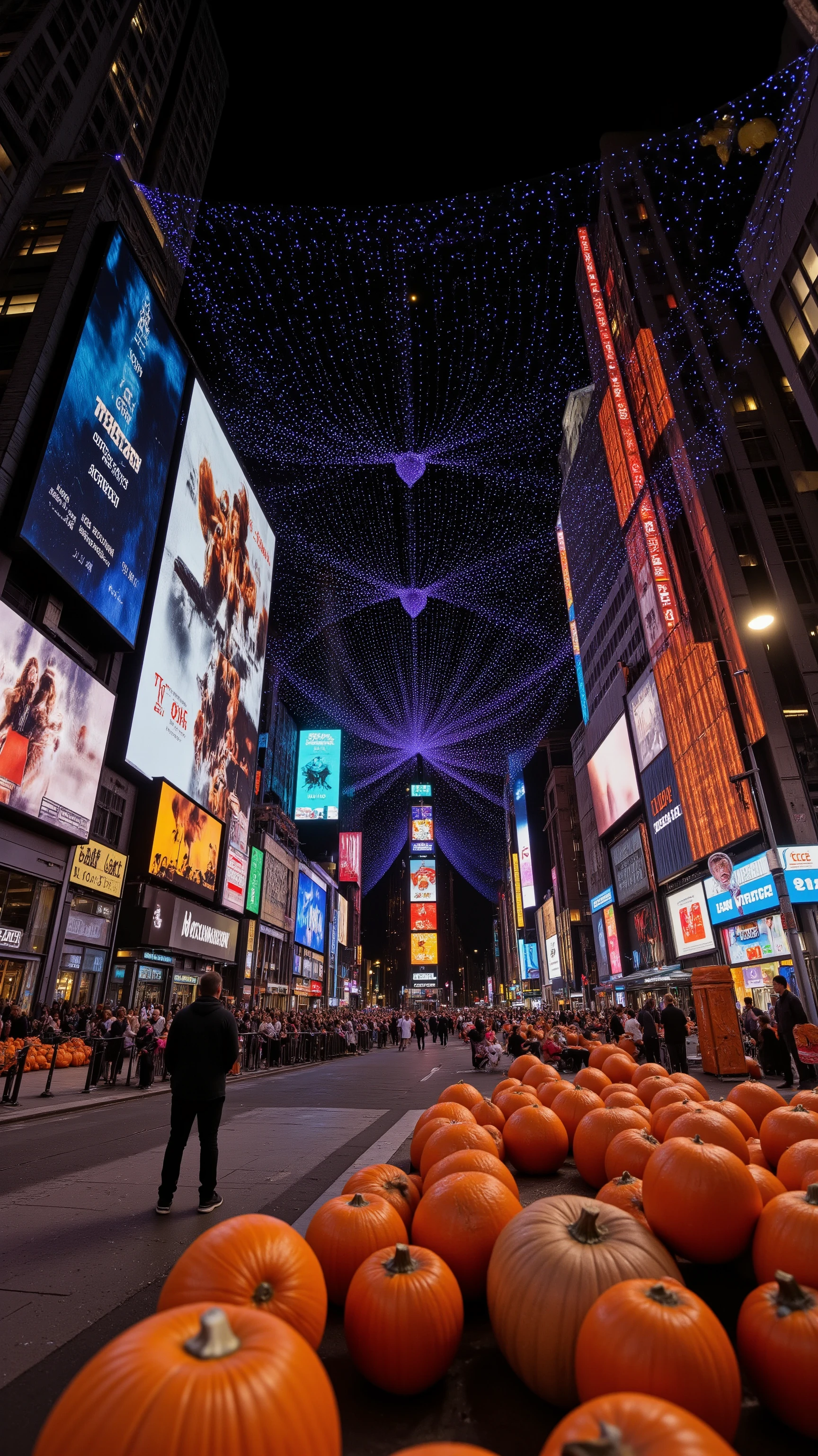 high-definition images、Times Square Halloween decorations are covering the city、New York Night