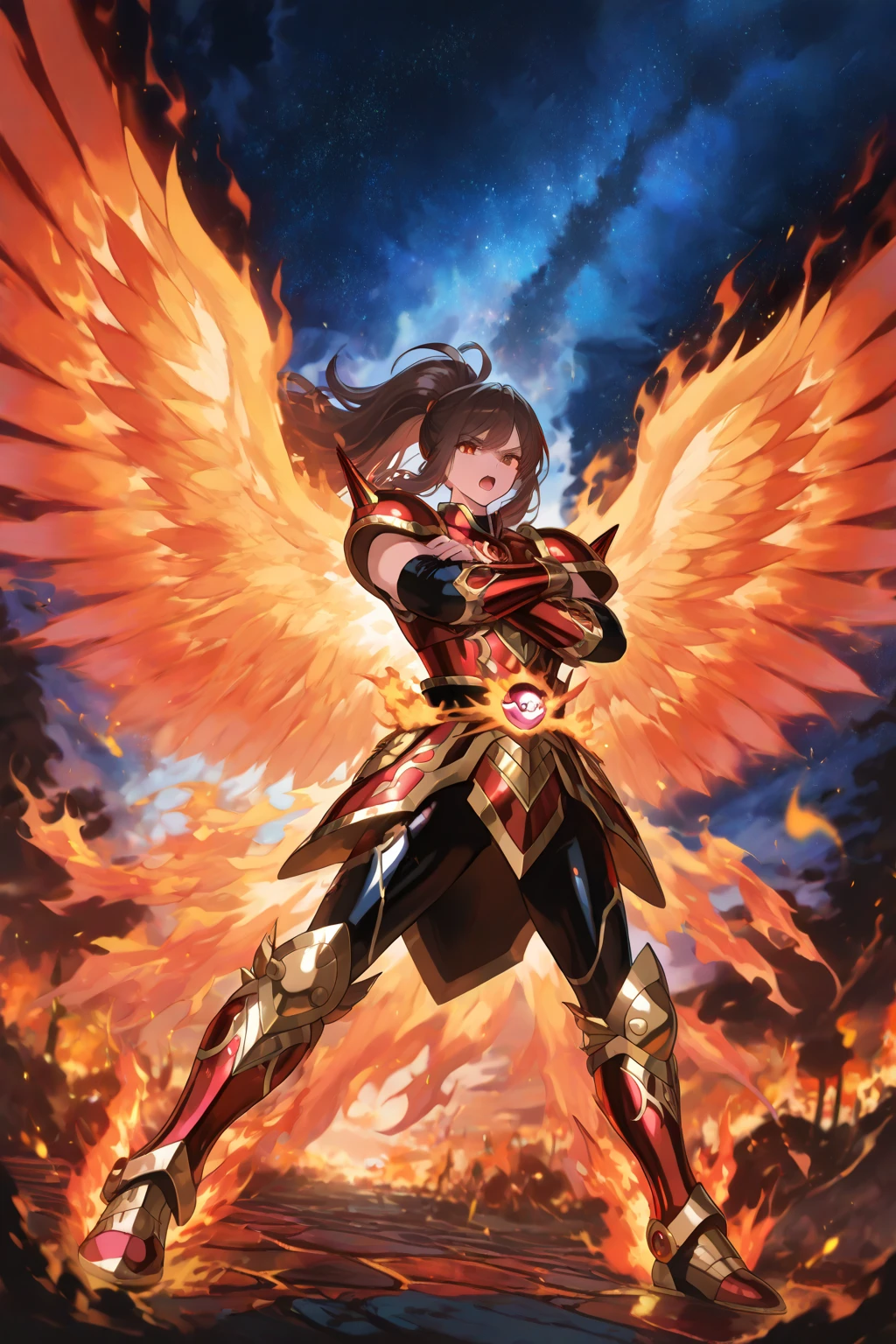 ((Lightning Power)), ((Electricity)), ((Fire Background)), ((Lightning Storm)), ((Power Erupting)), (((((android 21))))), ((((Big Rasengan)))), (((Evil Power))), (((white Coat))), ((())), (((((Big :1,3)))), luxury bustier corset, (((silver hair))), (((Very slim waist))), propotional body, ((Gorgeous)), (((Fire Blazing Horns))), ((((gold wings))), masterpiece, hyperdetail, ambient effect, digital effect, (((Fire Gold Armor))), (((Lightning Gold Wings)))