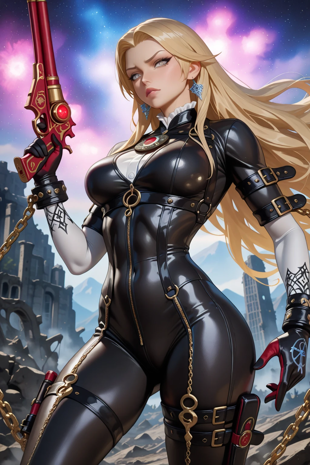 Masterpiece, Professional,  High Definition - quality, sharp focus, perfect artwork, Best Illustration,  trending on artstation, UHD, 4k, full body, 
score_9, score_8_up, score_7_up, score_6_up, score_5_up BREAK, anime screencap, anime coloring, source_anime, glamorous photoshoot, rating_explicit,detailed eyes,magemage, STICKER ART, masterpiece, best quality, volumetric lighting, ((( face))), , tongue out, rolling eyes, open mouth, ,  face,1girl, solo, long hair, looking at viewer, closed mouth, blonde hair, hair ornament, gloves, braid, flower, boots, hair flower, high quality, score_9, score_8_up, source_7_up, 2.5D, (masterpiece, best quality, ultra-detailed), (perfect hands, perfect ), Highly detailed, High Quality, Masterpiece, beautiful, Sith lady, DarthTalon, showing her gloved fist to the camera, 1girl, solo, High detailed, detailed eyes, huge body, latex elbow gloves, latex clothes, latex thighhighboots,cleavage, latex elbow gloves, big_dominant, serious, stern, tatoos, evil, LEATHER overbust corset, bondage harness. High resolution, extremely detailed, atmospheric scene, masterpiece, best quality, 64k, high quality, (HDR), HQ , very detailed, beautiful and aesthetic, heavy makeup, earrings, (masterpiece, best quality, high resolution, ultra detail), looking at camera, (()),  shoulders, soft skin, perfectly explained gloved hands, both gloved hands, perfectly explained arms, 