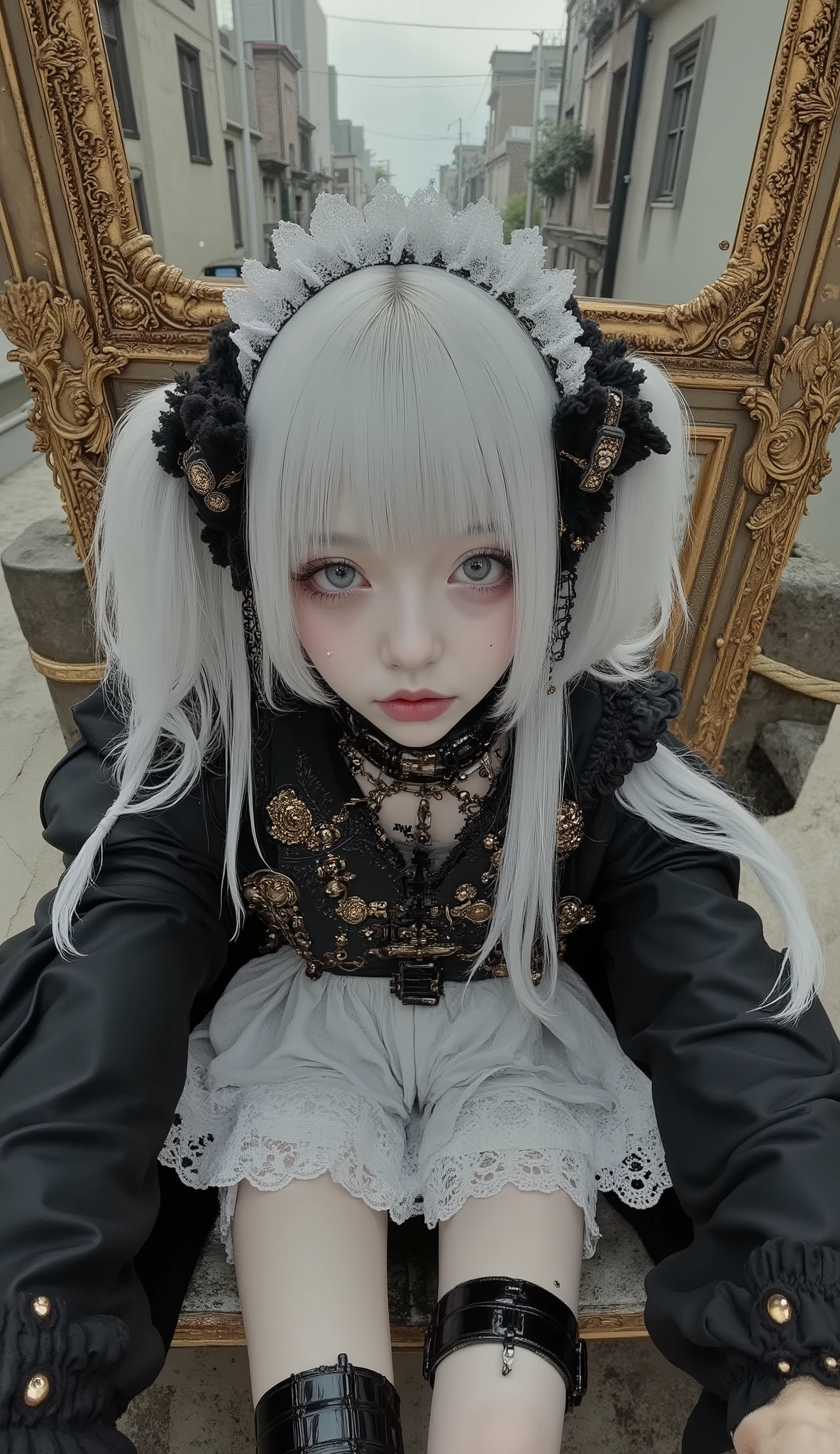 SeaArt Bot featuring multiple intricate decorations and textures
upscaling
Studios
11:01:33、There are people wearing elaborate, detailed black and white maid-style costumes、who wears a black leather riders jacket over his costume. The costume is mostly black with white accents, The headpiece has frills and frills and, Dress sleeve, and裾. The gold line and star embellishments add a decorative touch to the ensemble, gives a sense of elegant elegance. This costume includes large ones, A white headpiece with a veil like extension, and、focused on a sophisticated blend of Victorian and Gothic-inspired motifs. moreover, The wearer has a thigh I'm wearing tall stockings, has a white lace design on the top, , which features multiple intricate embellishments and textures, enhances the shiny texture of the costume. The vibe is cosplay or themed setting, I'm wearing a long armband with a matching bow。. The composition is、It highlights the close attention to detail in the costume design.Listless、smokes cigarettes、looks up at the sky、