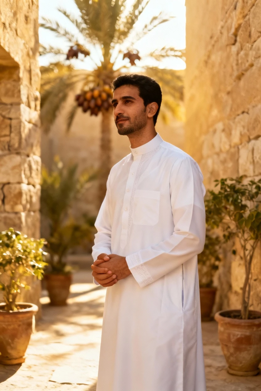 A young emirati man, smiling, happy, big eyes, pixar style