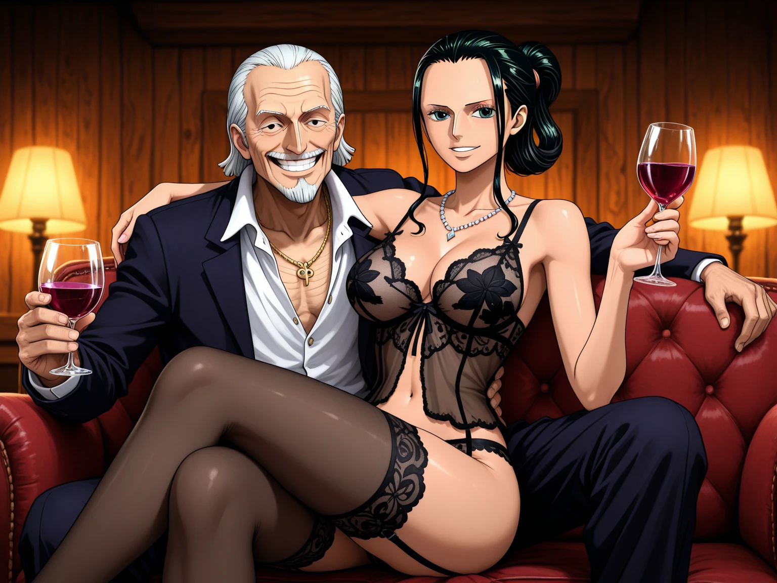 (((Beautiful woman with a big sexy ass hugging a 90 year old man))), Woman in sexy bikini, piscina, (((90 year old man hugging a woman))), corpo inteiro, olhos azuis