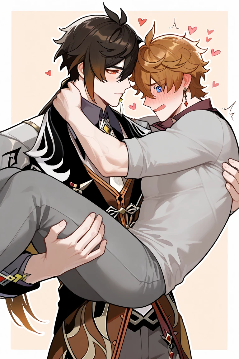 HD，Two player game，Side herding，rabbit，Muscle tissue，Hedinar，Expose the whole body，Short hair details，white hair，black hair，Furry dog tail，Fold-eared dogs，gentle eyes，cool-pose，Handsome，Single hairy tail，white头发，fine medium hair，Hair decoration between eyebands，necklace，bodysuit，white，Anklet，Recumbent position，Embrace，on the bed，male，Kiss the chest，Stick out your tongue slightly，White football socks，