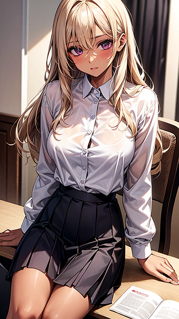 masterpiece, 最high quality, high quality, High resolution, high quality texture, high quality shadows, High resolution, Beautiful details, Detailed CG, Detailed Texture, Realistic representation of face, Realistic, colorful, delicate, Cinematic Light, Side light, Lens flare, Ray Tracing, sharp concentrated, (1 Girl,concentrated:1.3), ( Intricate details, compensate, PureErosFaceV1:0.5), (細部まで美しいdelicateな顔, 緻密で美しいdelicateな瞳, Perfect Facial Proportions, Dense skin, Optimal ratio of four fingers to one thumb, Arms under , , Wide , Smooth upper abdomen, Tilt,middle hair ,wavy hair , Without hands, 30 years old,Blue Eyes,Glasses, Study,Office Lady, Navy uniform,Glasses,White shirt, Black tight skirt,Black Stockings,machine,adultery,house wife,curvy,supright straddle, bich, sweat,missionary,seductive gaze, the gaze of true love, lips of temptation, A look full of compassion ,a smile full of love, i love you, Acting lovey-dovey, air fortress hair, blonde hair,show off  under white shirt