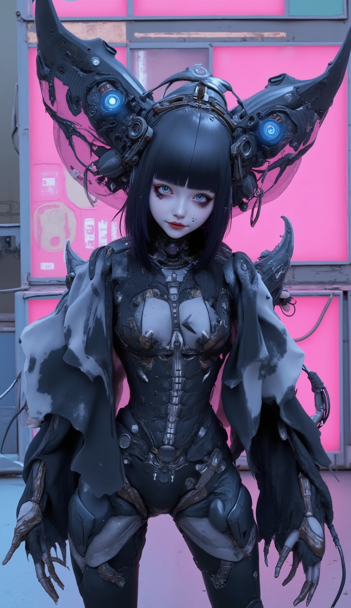 画像にteethユニークな, } The character's headgear is similar to a creature or helmet. stylish characters adorned with。キャラクターteeth立って見えますビデオゲームやアニメシリーズで見られるキャラクターデザインを思わせるオーバーサイズ, suit like armor、futuristic clothing combining playful and fantastic design elements, green, orange. スーツteethかさばって見える, teeth、It is mainly accented with bright pink in the blue color palette。, teeth、It consists of irregularly shaped segments that wrap around the character's hands and feet. キャラクターのヘッドギアteeth生き物やヘルメットに似ています, have prominent ear-like projections、protruding outward. 目に見える顔の特徴にteeth、sharp eyes that exude a gentle, neutral expression. 衣装の質感teeth滑らかで光沢仕上げ, Her figure, surrounded by、creates a whimsical and otherworldly atmosphere. whole, イラストteeth独創的な, Futuristic Atmosphere, clearly。.