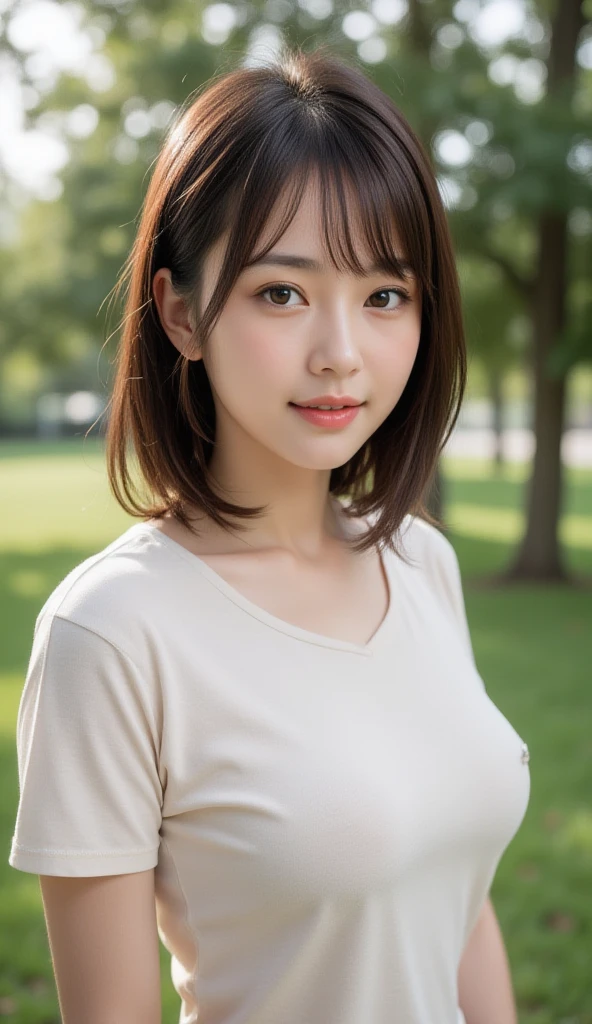 (masterpiece:1.3), (8K, Realistic, RAW Photos, Best image quality: 1.4), (((Absolutely shoulder-length brown straight short bob))), raw photo,
1girl, gal, , tank top, tanned skin female, (tanned skin:1.4), (best quality,absolutely resolution,ultra detailed,masterpiece),(photo realistic),8K,(detailed face),delicate realistic skin texture,Beautiful woman in farmer attire, standing in a picturesque rural landscape, vibrant fields and blue sky, soft sunlight illuminating her features, wearing a straw hat, holding a basket of fresh vegetables, serene and joyful expression, detailed textures in clothing and surroundings, nature theme, high resolution,