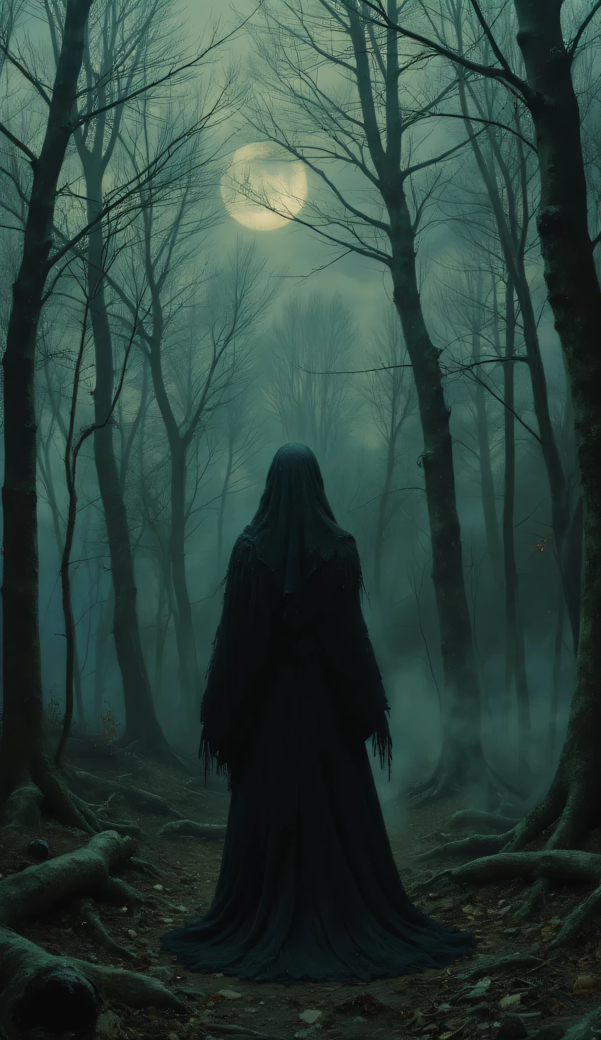 a witch in the middle of the forest