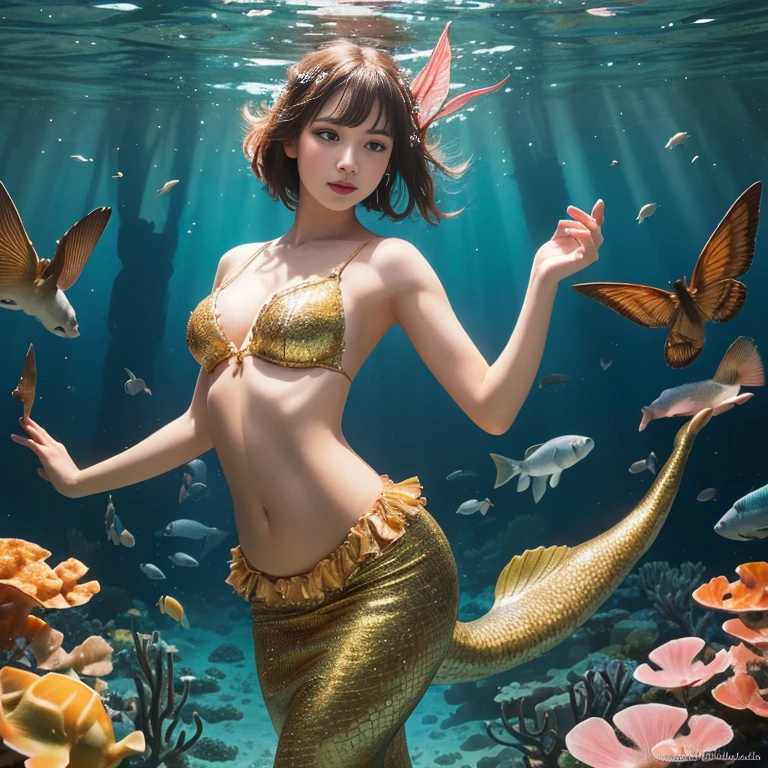 A  young 13-yr old Asian  charming girl Full body detailed , perfect face details,((brown skin tone texture)) ( tomboyish hair cut styles), (( wearing illuminating a frog suit head band))(( wearing transparent  illuminating frog suit costume  full body detailed  )), wearing illuminating  transparent two piece frog suit details on skin, wearing slimy frog suit like skin texture body, lifting up plump  , wavy short illuminating gold, pink, yellow & green gemstone hairstyles from the flow water, ((having frog suit instead of feet))( frog  ears))(frog suit skin arms, torso, bottom, face, neck, shoulder & legs))((showing face near camera)) (accurate details of hands & fingers)) Exposed hard big errect ,  squat position, exposed  line, exposed panties, exposed pussyline, smiling with teeth exposed. Sparkling gray eyes, charms, face details & fucos skin tone texture, swimming under the  atmosphere ocean wave creating air bubles with captivating different lighting effects around the background, showing corals, urchins, fish, turtle, whale, bubbles of air for accurate background masterpiece ((with illuminating transparent crystal gemstone frog suit like scales skin textured all over her body)) ((with gills))((holding illuminating a treasure trident)) full details of accessories and props))swimming with ocean current waves under the sea,( many different perspective view character profile, front view, side view, rear view, of same face & clothing girls posing deferent angle))(( perfect details of mermaid body and tail fin anantomy))

