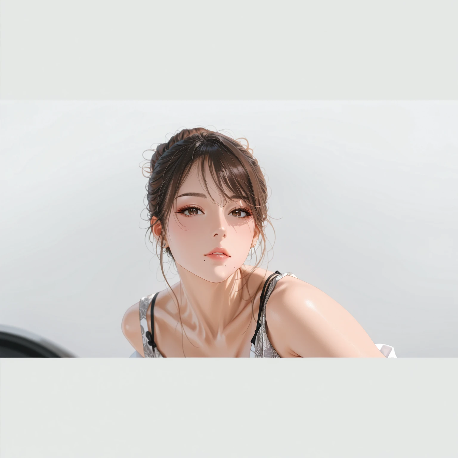 top-quality, Photorealsitic, masterpiece, 8K, Hi-Res, 独奏, 1girl in, (((infp young woman))),sixteen years old、full body Esbian、(small ), ((Look at viewers)), (look at a camera), ((Different hairstyles close to long))、Perfect straight black hair、((With bangs))、 (profetional lighting), Highly detailed bright face、Gentle Japan girl、Lovely smile、large 、White Dress(long-sleeve)、Standing in the room