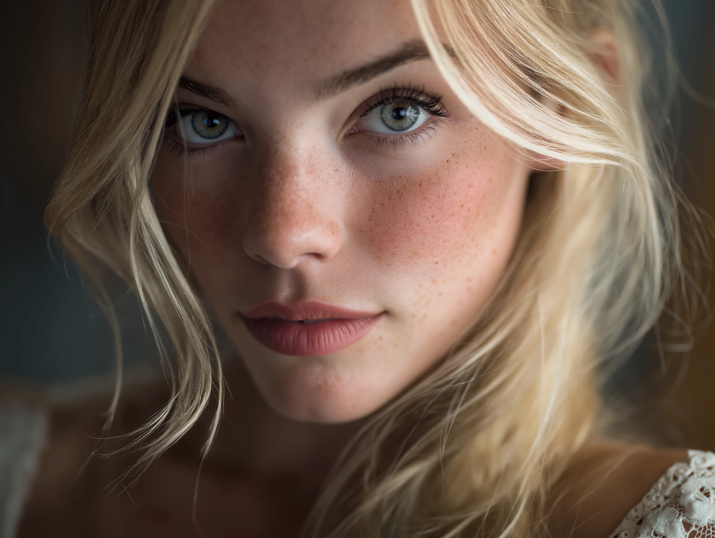 Blonde angel woman, photo-realistic, raw photo, hyperrealism, photography, shot with a Sony a7S Ill with Sony FE 50mm f/1.4 ZA lens