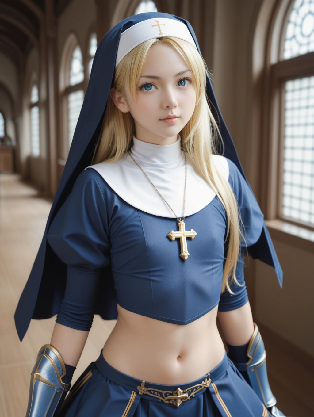 ((Highest quality)), ((masterpiece)), (detailed), (french braid blonde), ( :1.33), (Beautiful 14 year old girl:1.38), ((Crucified:1.7)), ((Massive :1.3)), romantic low bun, (elbow gloves:1.2), (Gothic and lolita:1.22), ((sitting with knees up)), , (knee high boots), ((small )), Are thin, (open clotch :1.42), ((Blushed:1.3)), shame, Confused expression, Big earrings、Shiny skin、Thin eyebrows、((tears:1.1))、Inside the church、A soft light is pouring in,