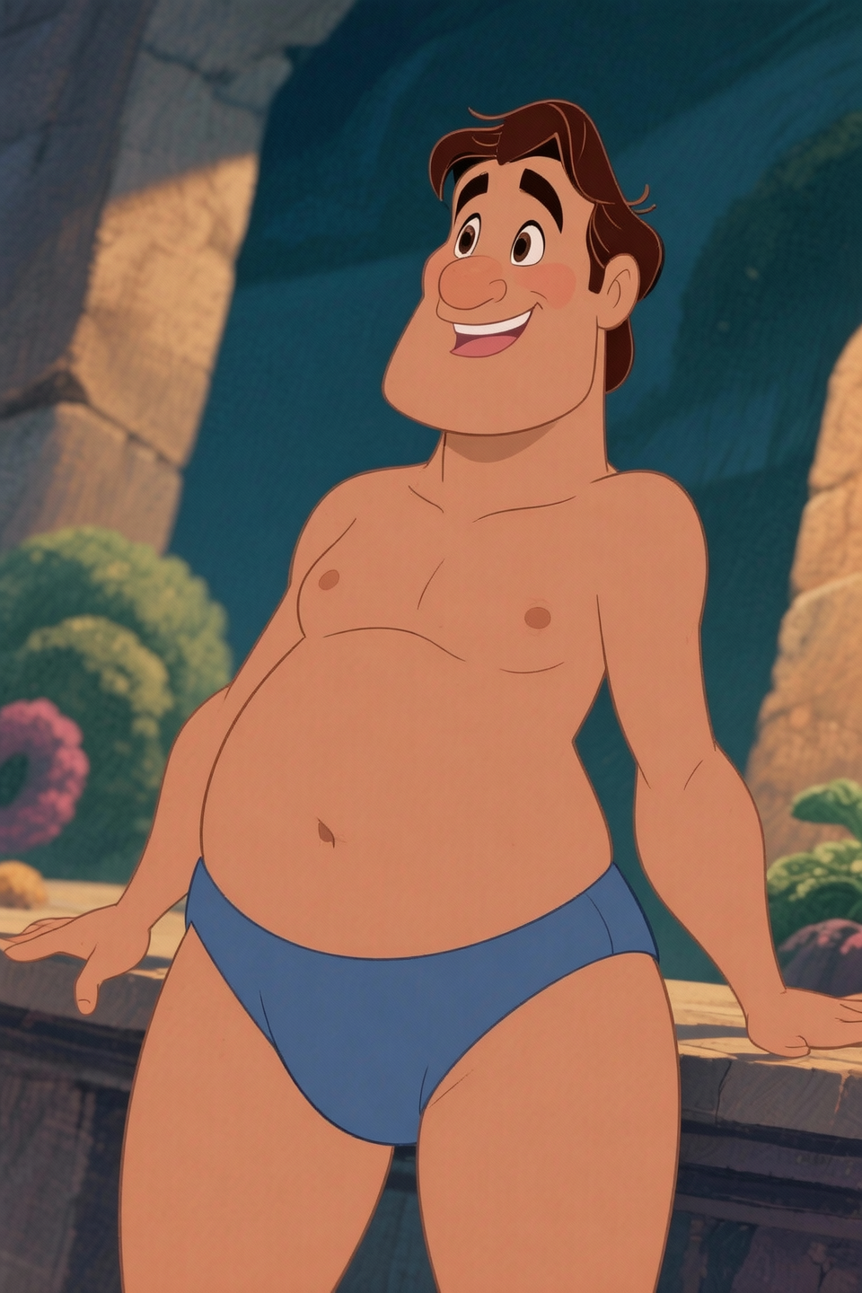 score_9, score_8_up, score_7_up, rating_explicit, (best quality:1.1), masterpiece, detailed, highres, 8k, 1boy, Cobra Bubbles, black man, dark skin, sunglasses, bald, middle aged, earrings, full body view, , solo, back view, walking out of door, blurry tropical rainforest background