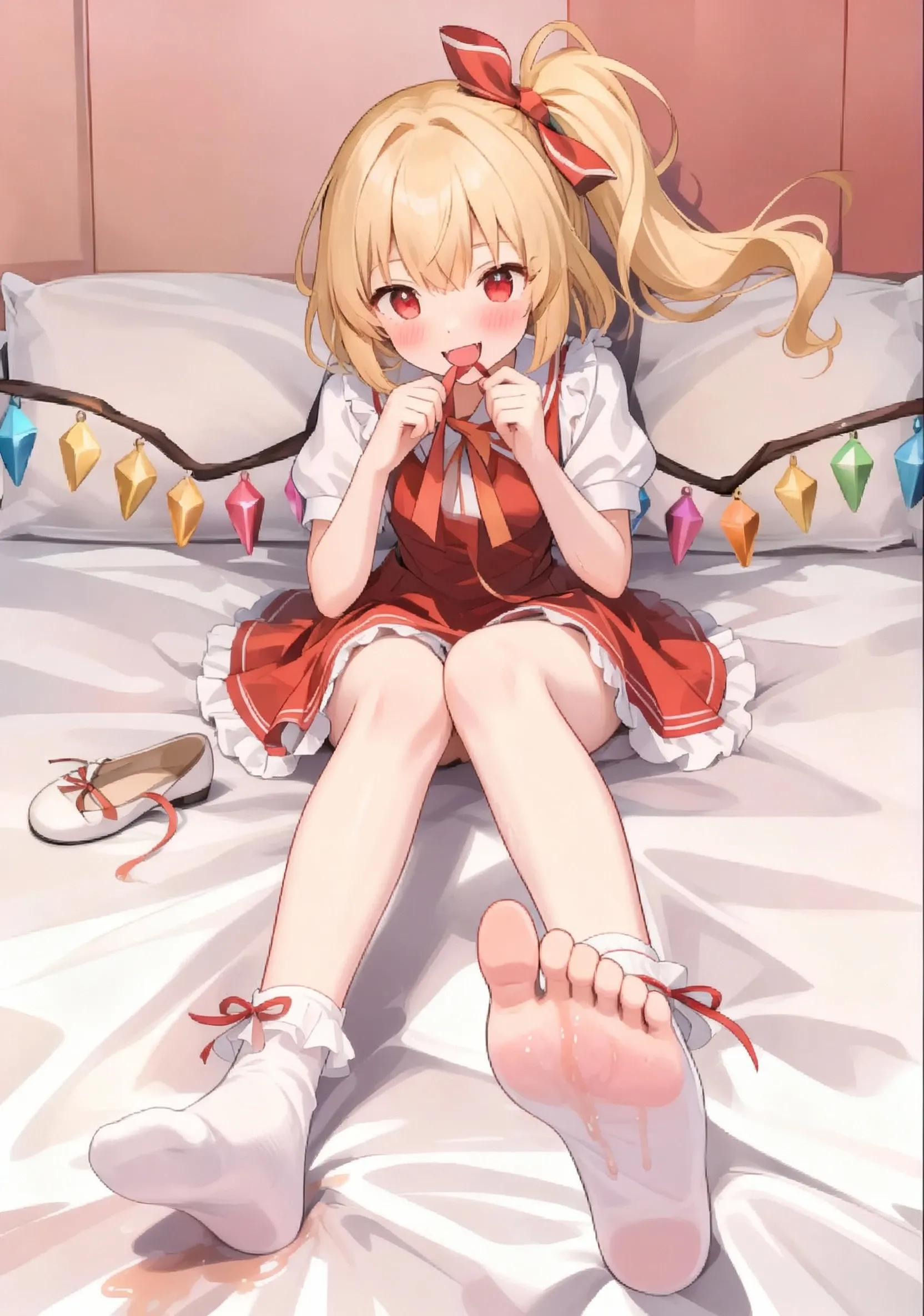 UltraHighResolution，Best quality white stockings，Lace socks，Burpee socks，overknee socks，Exudes a cute and shy atmosphere。