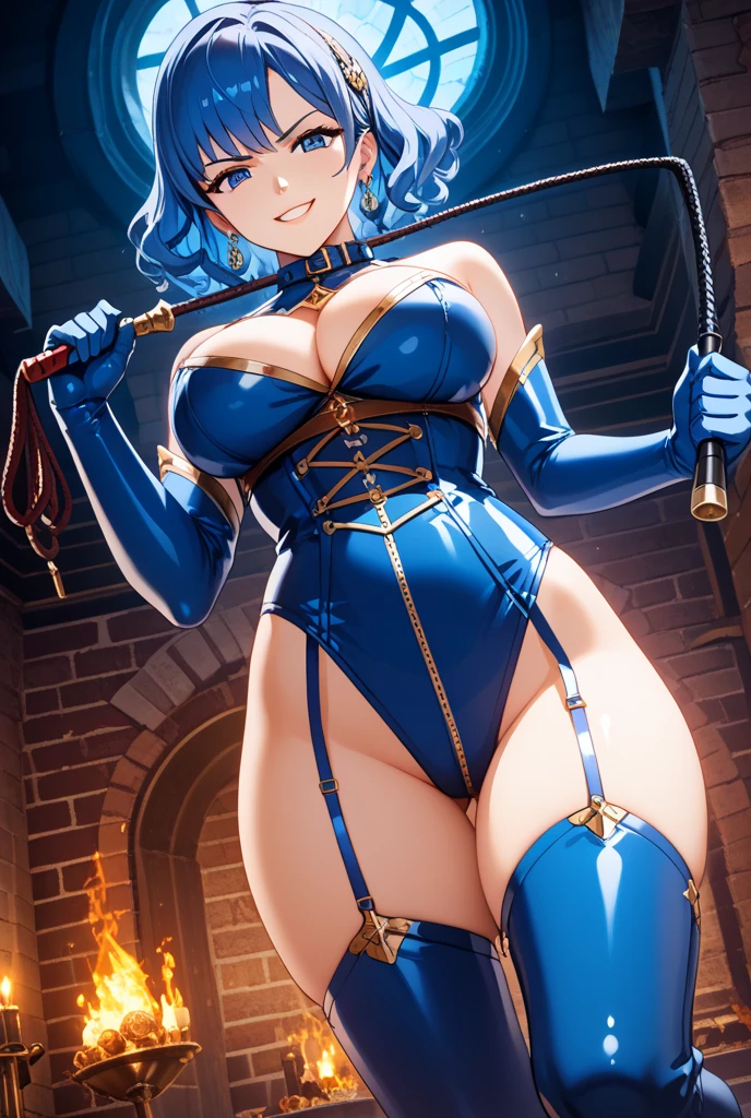 animal ears, Azur Lane costume, tie, blue hair, short hair, round , tattoo, 18 year old woman maid, woman maid with woman maid, , , glasses, exposed , clear face, japanese woman, , crushing machine, bondage chains, bright body, beauty mix, , inserting a into the , machine to insert a into the , Big fox tail, hand and leg cuffs, sucking , face, 3D, hot squat,