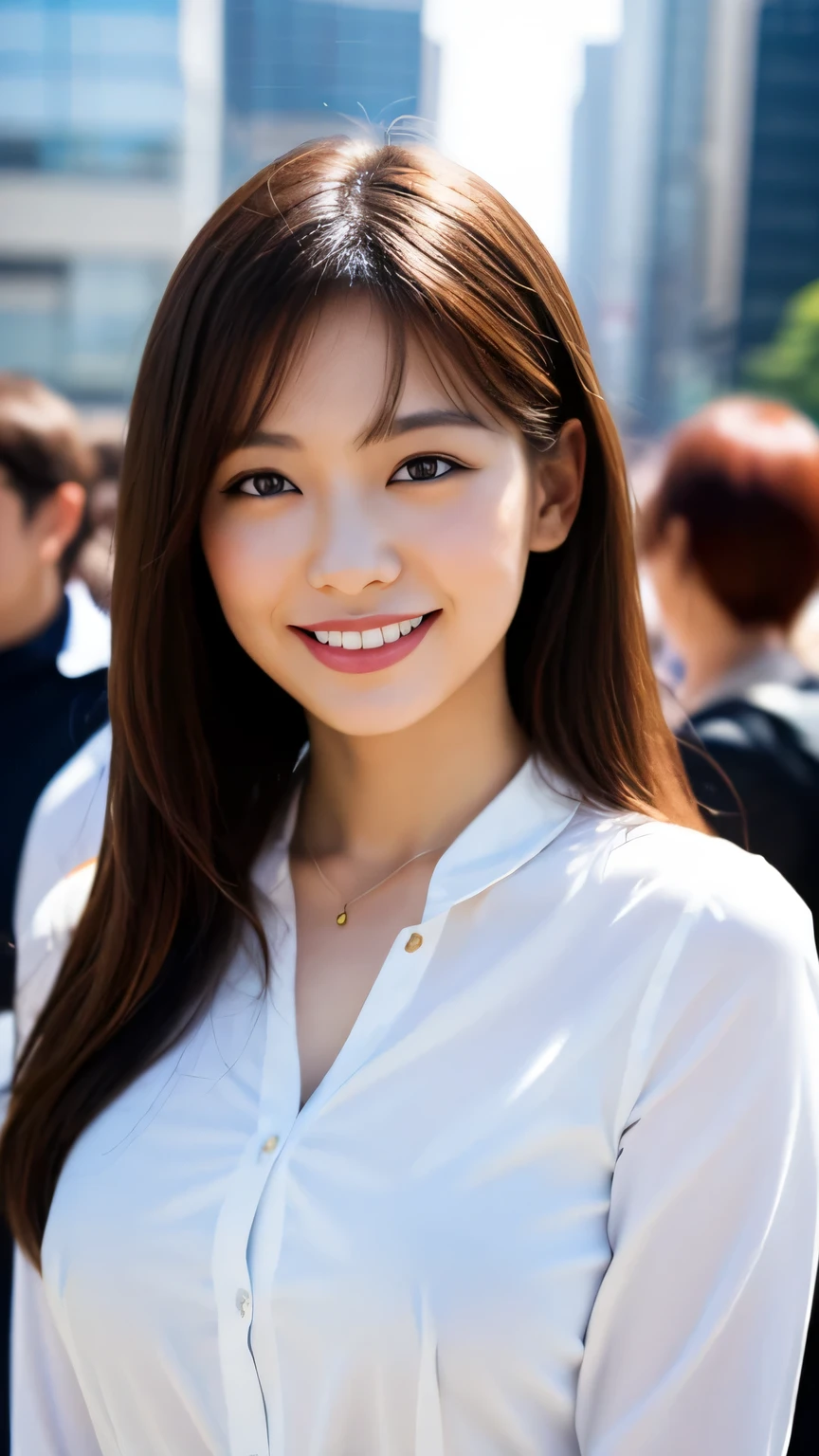 A very cute face like a 15-year-old idol　Smiling Kindly　((whole body))　Medium Bust　Cleavage　Stylish evening wine bar　Cinema lighting　Natural light　Artistic　RAW Photos　Genuine　High quality that is indistinguishable from real life　Real Stick　High resolution