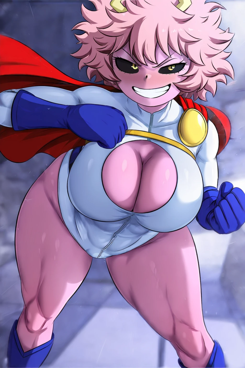 1girl, solo,  <lora:web10:0.8:INS,MIDD>, webaneki, ninjaweb, blonde hair, red scarf, elbow gloves, large breasts,