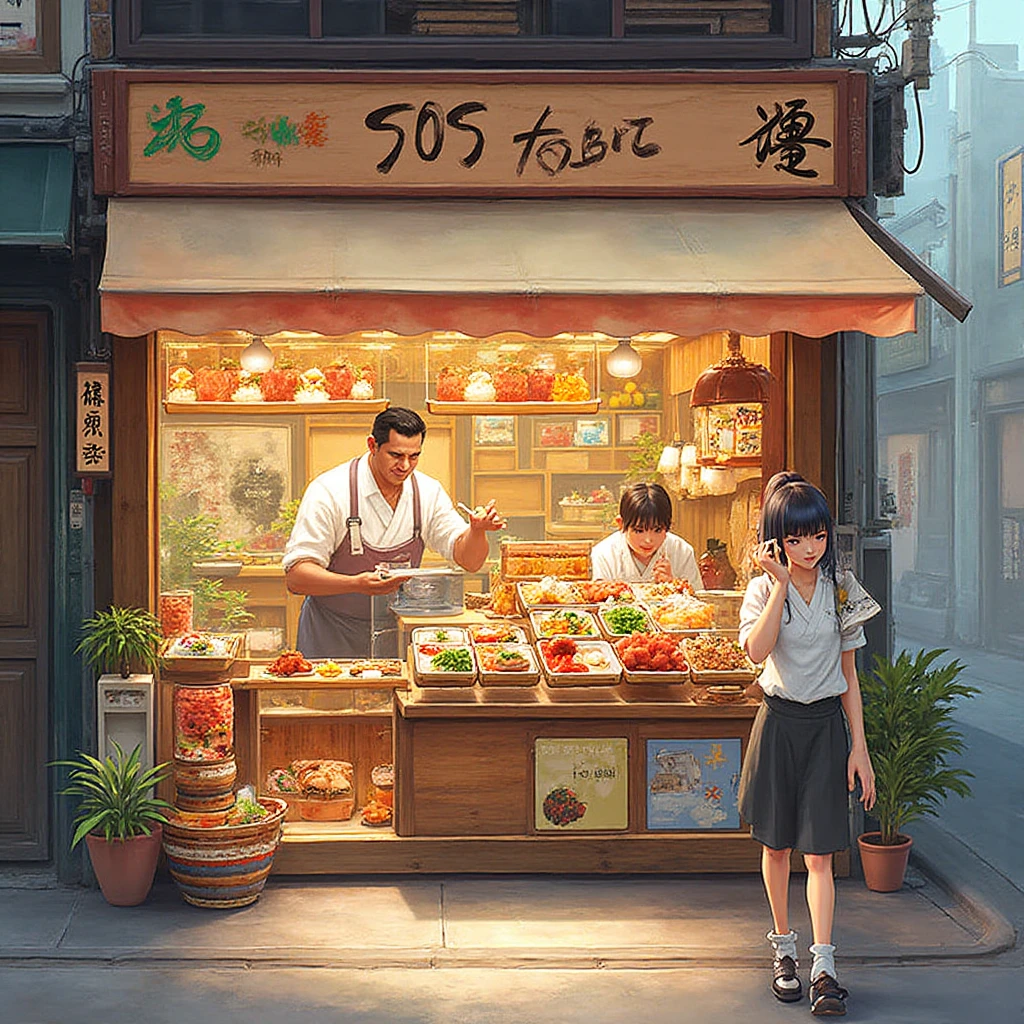 Anime - city street style scene, Woman waiting in front of store, Anime Background Art, Detailed Landscape - Width 672, Anime scenery concept art, Anime-style streetscape, Studio Ghibli Anime Style, Studio Ghibli art style, Studio Ghibli Program, Anime scenery, Studio Ghibli art style, Landscape painting, Beautiful Anime scenery, Forest City Street, Ghibli art style, Cake shop, Cake shop, bakery Cake shop, Makoto Shinkai style, Makoto Shinkai anime, Makoto Shinkai's art style