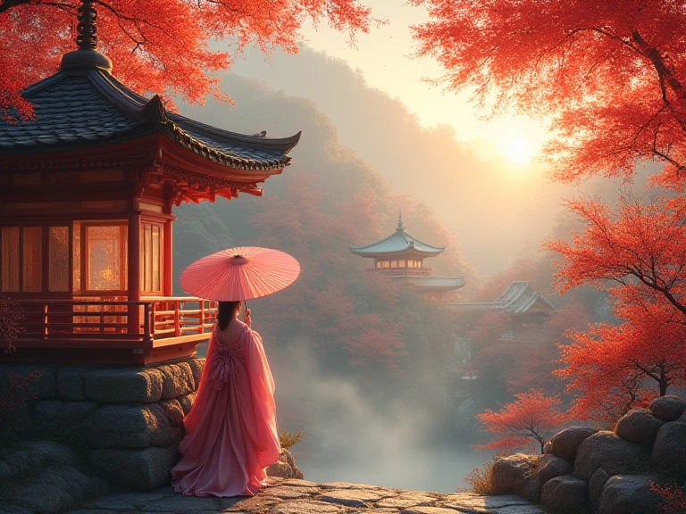 (Best quality，8K，high resolution，masterpiece:1.2)，Ultra Detail，(Girl holding an oil-paper umbrella:1.3)，(Oil-paper umbrella:1.5)，(Girls Focus)，(Close shot)，(beauty细致的眼睛，beauty细致的嘴唇，Extremely detailed eyes and face，Long eyelashes)，Stand on a small bridge，Running Water，Ancient Town，Jiangnan Scenery，antique，Spring rain，light rain，beauty，Traditional Chinese Hanfu，Chinese Architecture，illustration，The image is bright，rich and colorful，Fine details